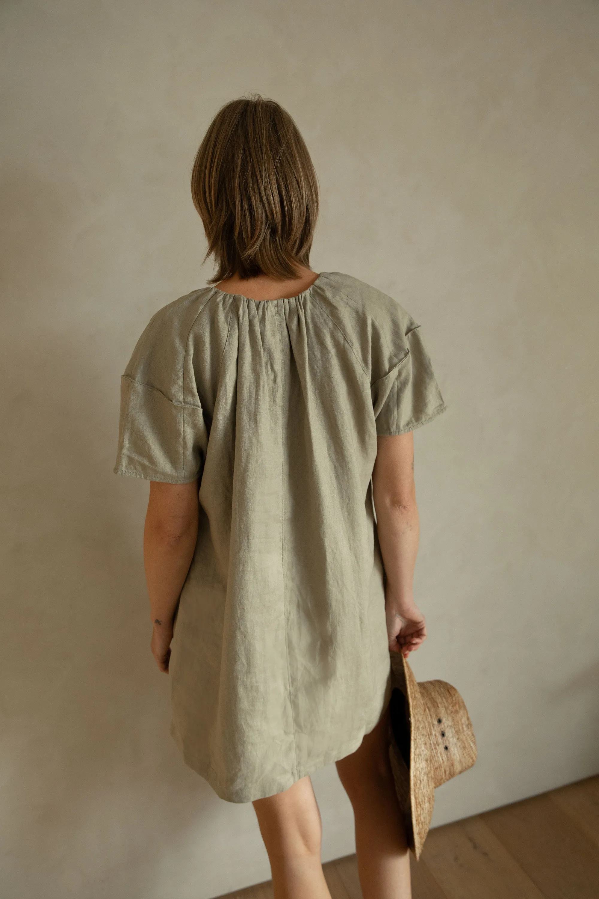 100% LINEN BOXY MINI DRESS