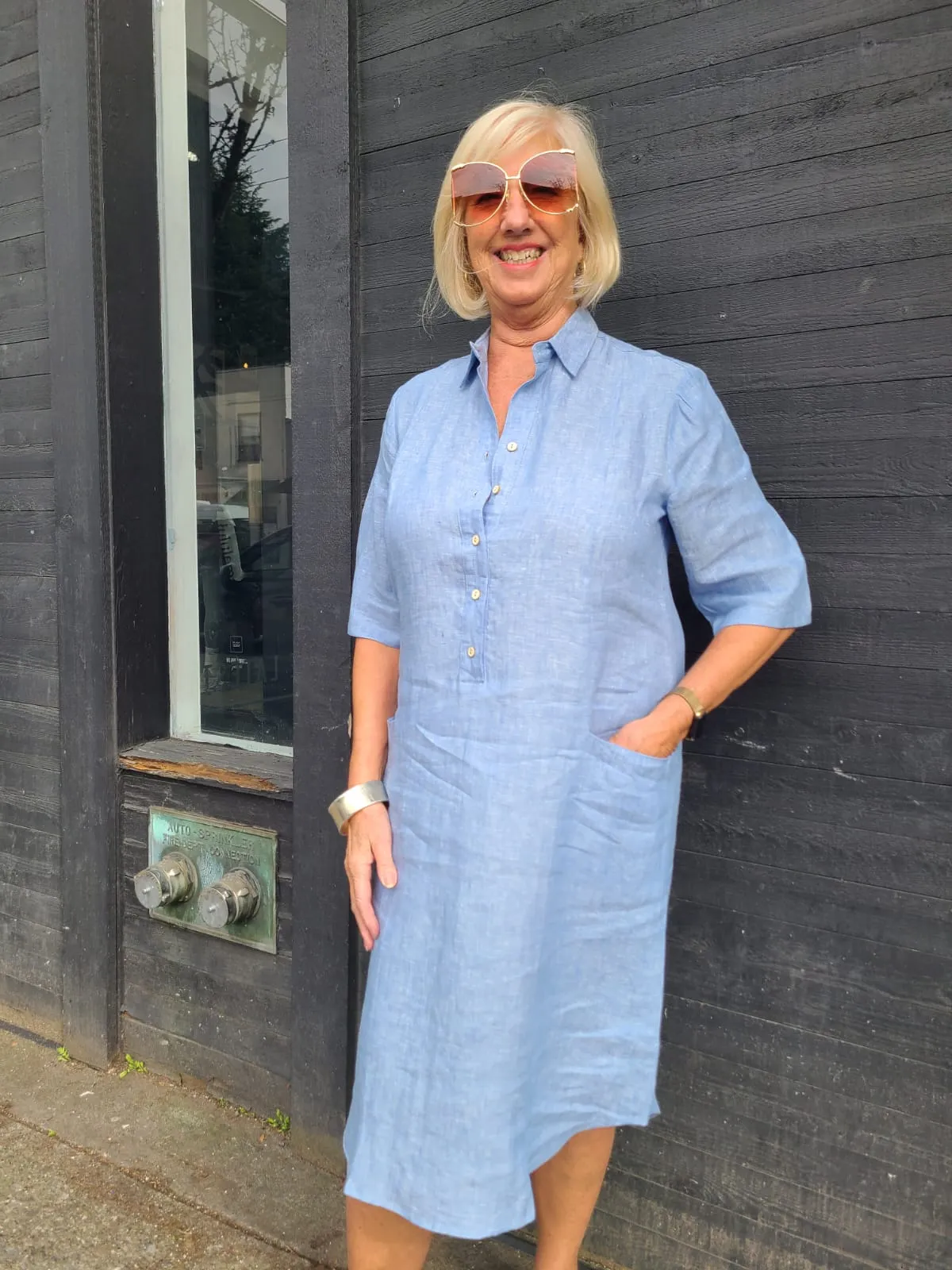 23-99M Blue Linen Dress