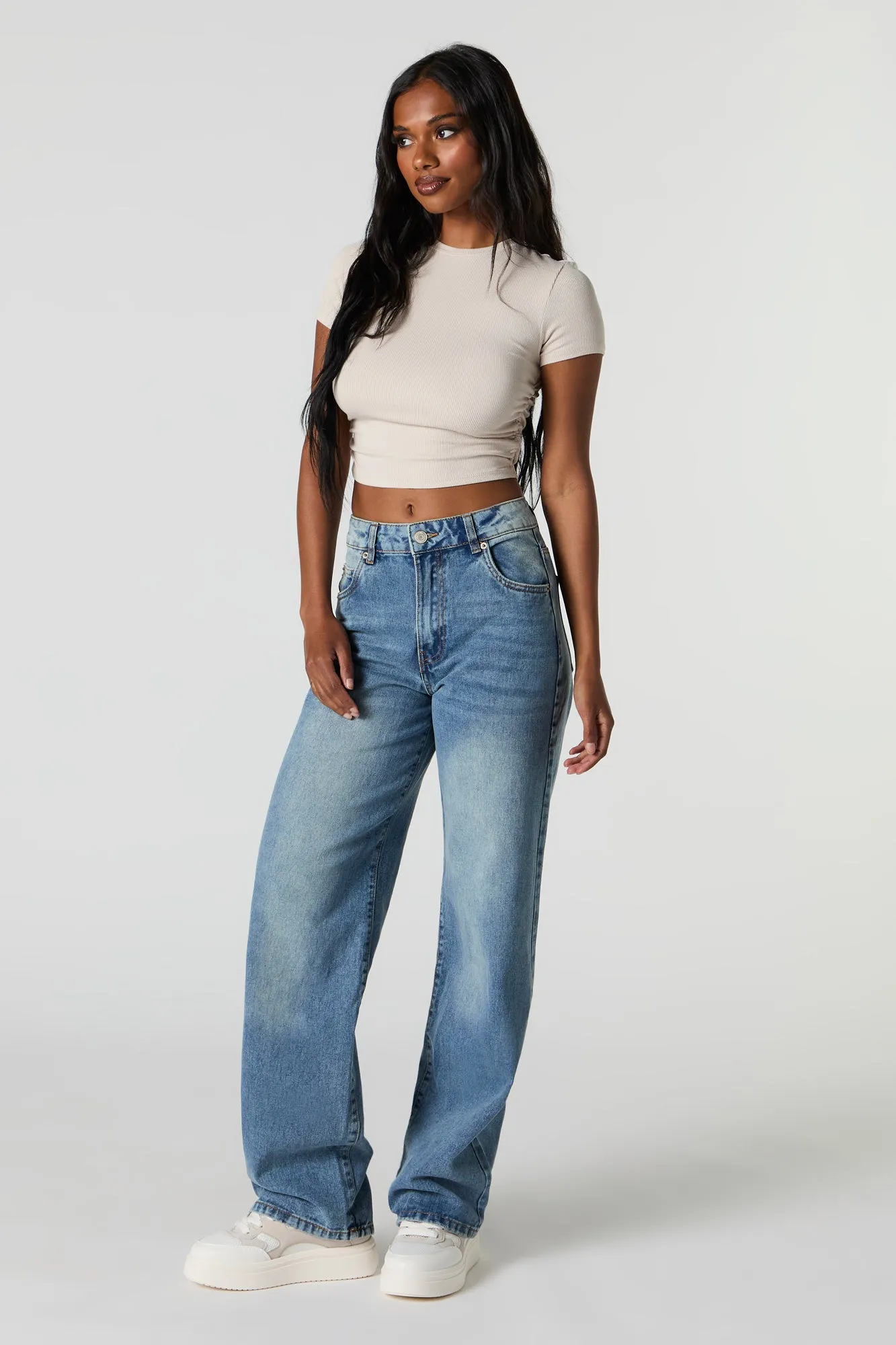 90's High Rise Wide Leg Vintage Wash Jean