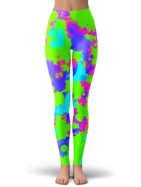 90s Neon Paint Splatter Leggings