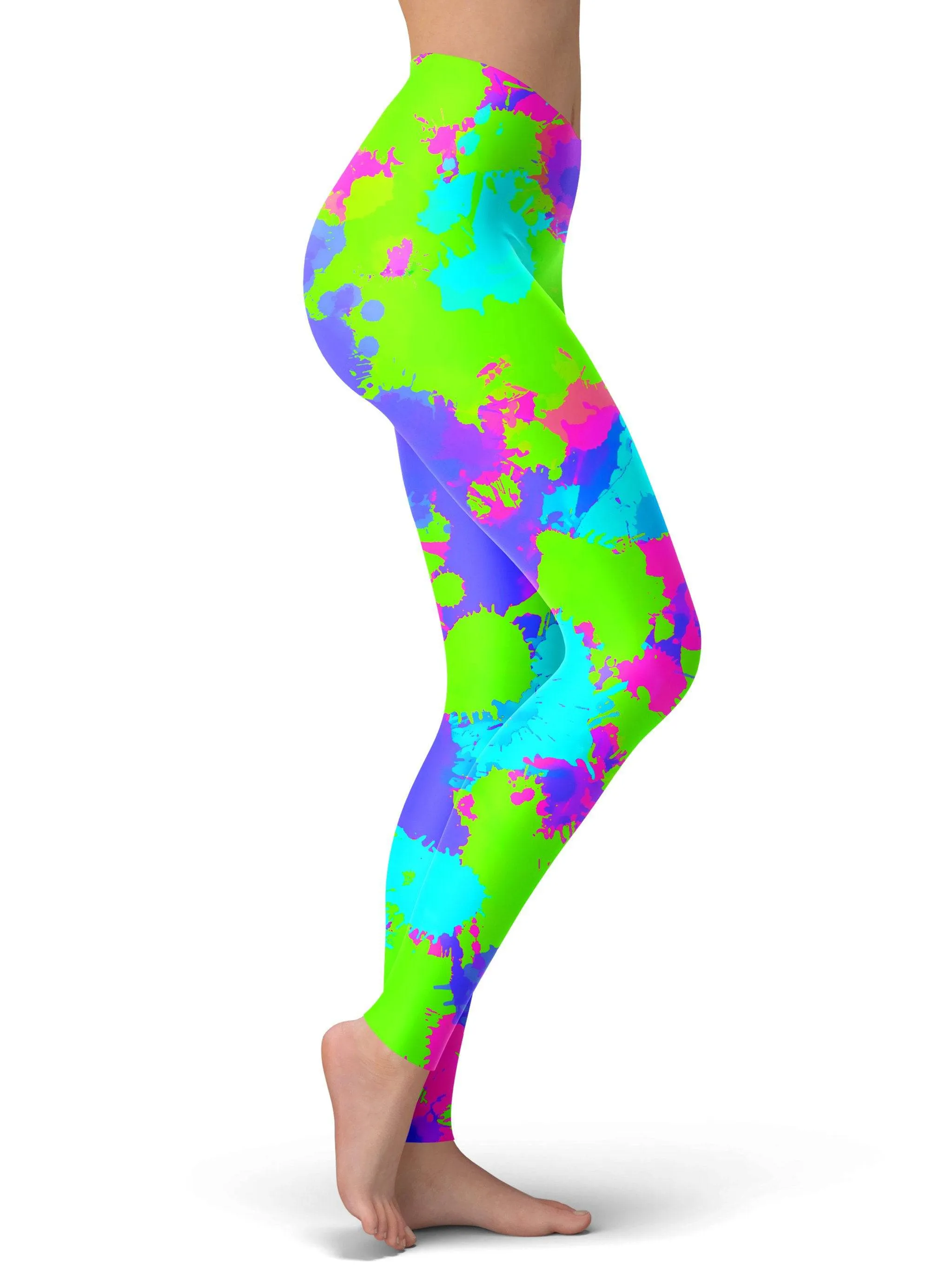 90s Neon Paint Splatter Leggings