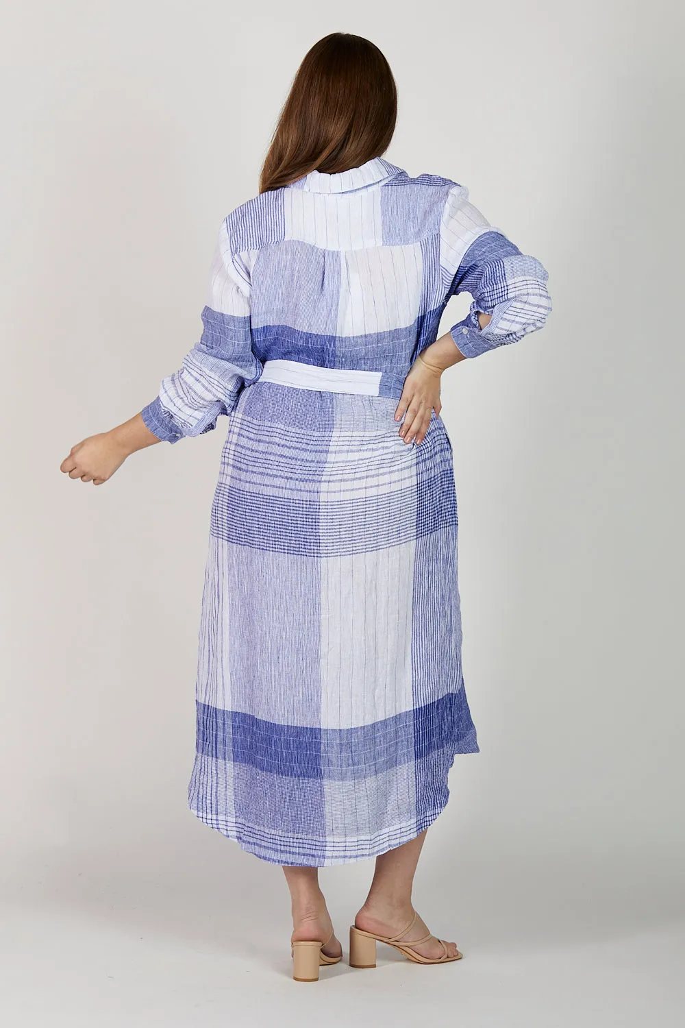 Abbey Linen Shirt Dress in Saori