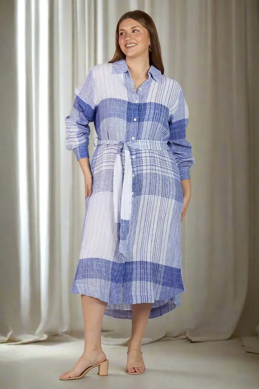 Abbey Linen Shirt Dress in Saori