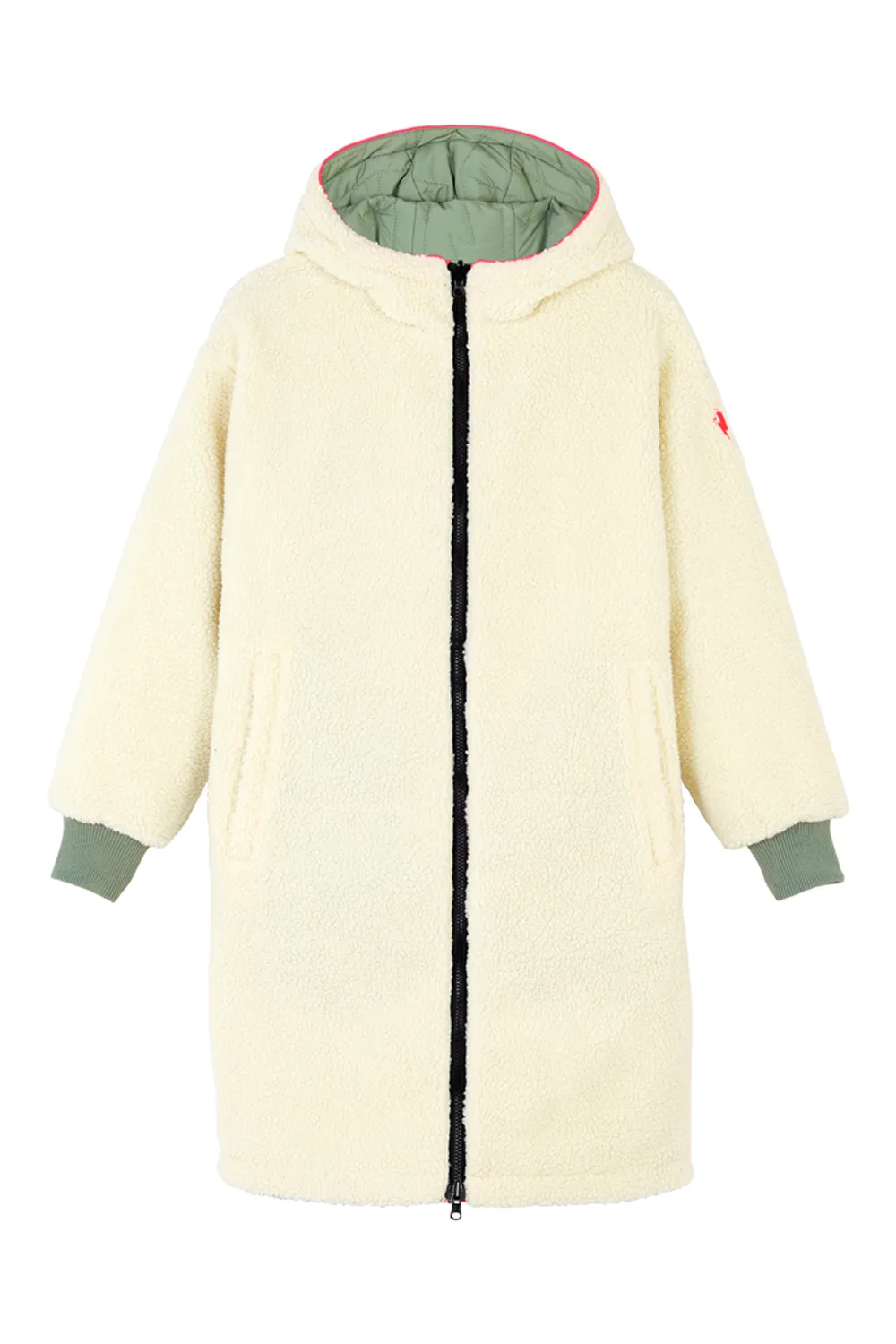 Adults Reversible Quilted Coat Khaki Lightning Bolt