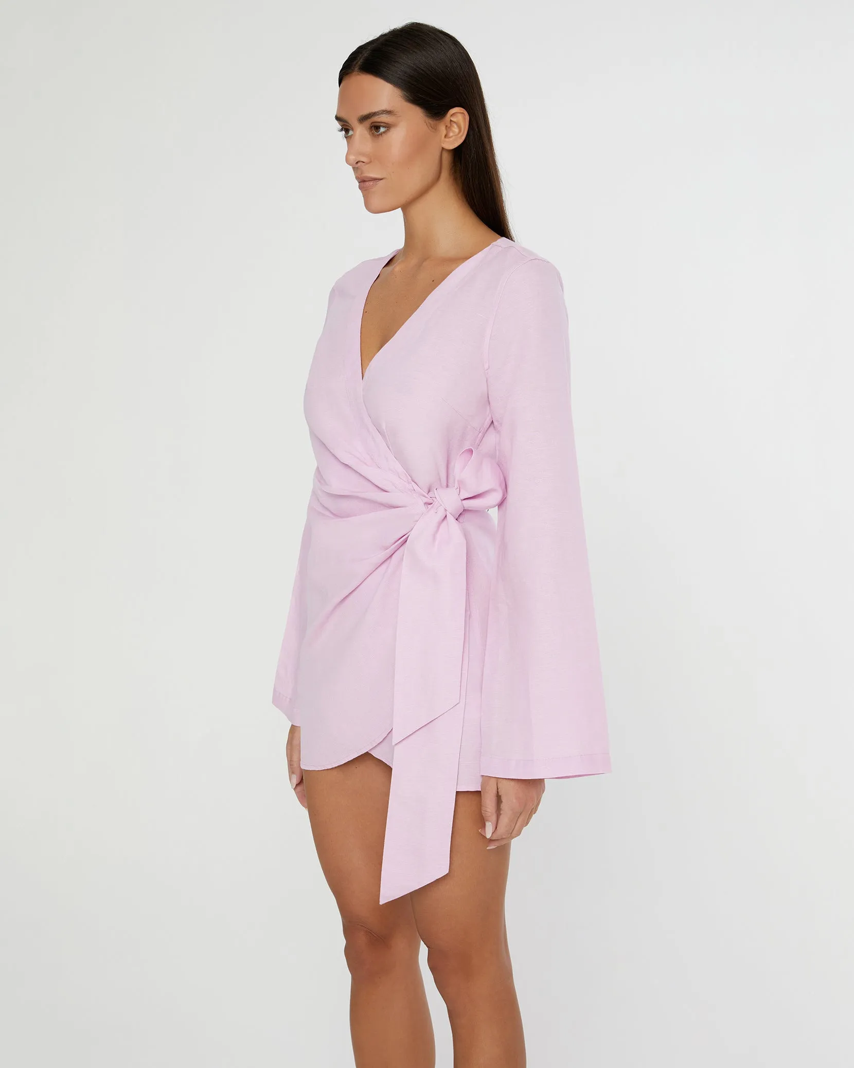 Air Linen Wrap Dress | Pink/Lavender