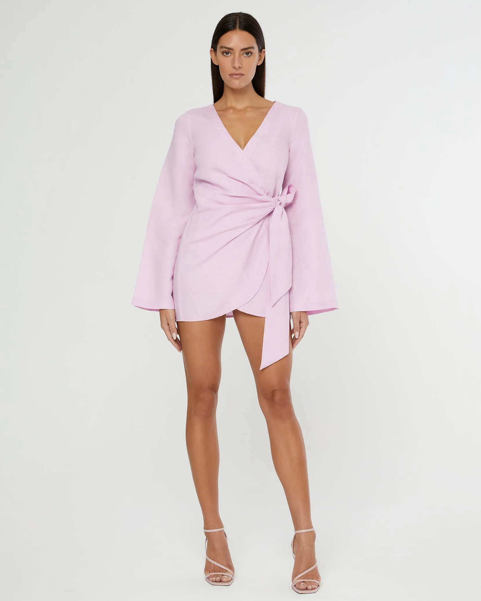 Air Linen Wrap Dress | Pink/Lavender