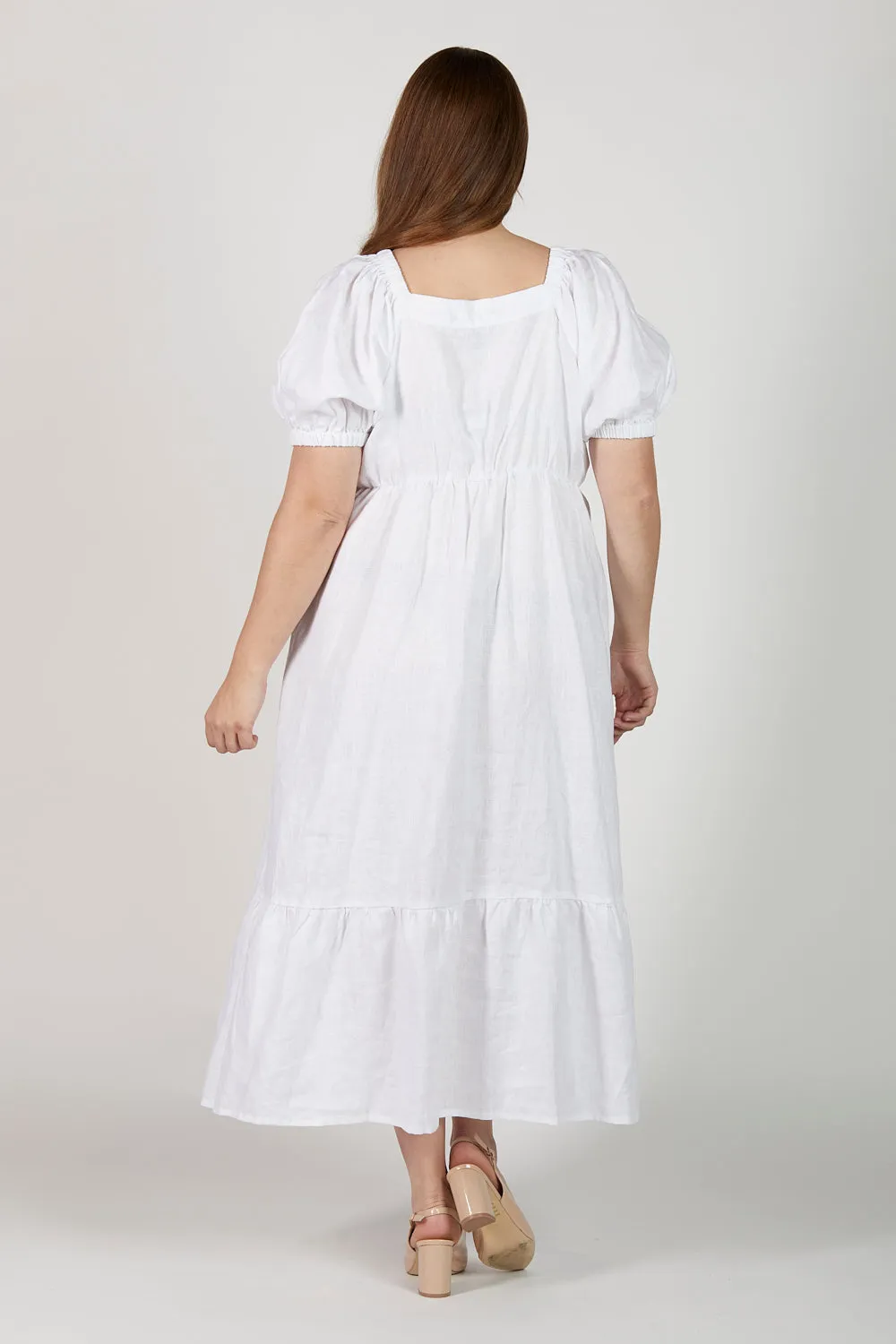 Alison Linen Maxi Dress in White