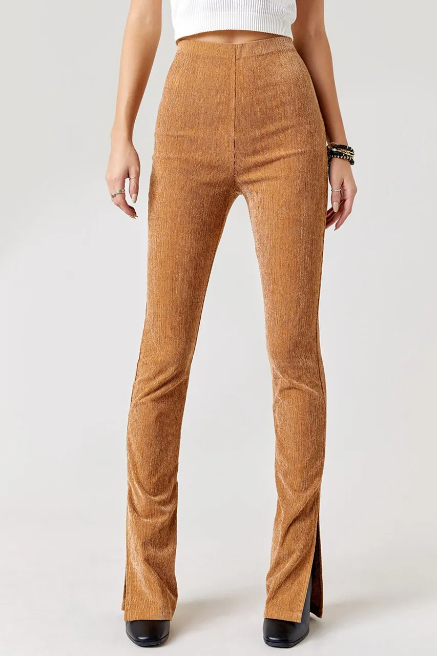 Amber Corduroy Split Hem Flare Leggings