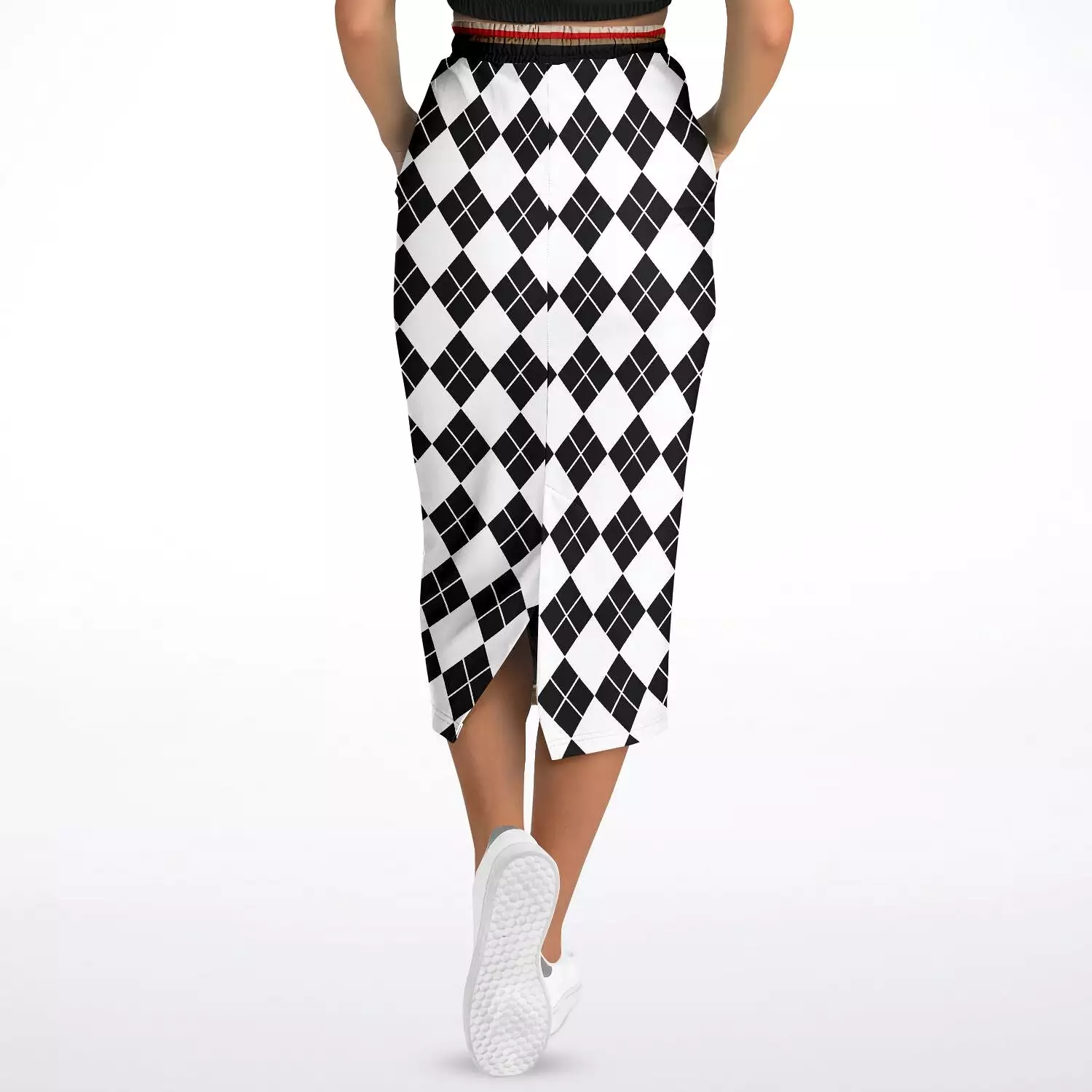 Argyle Me Eco-Poly Long Pocket Skirt - Black