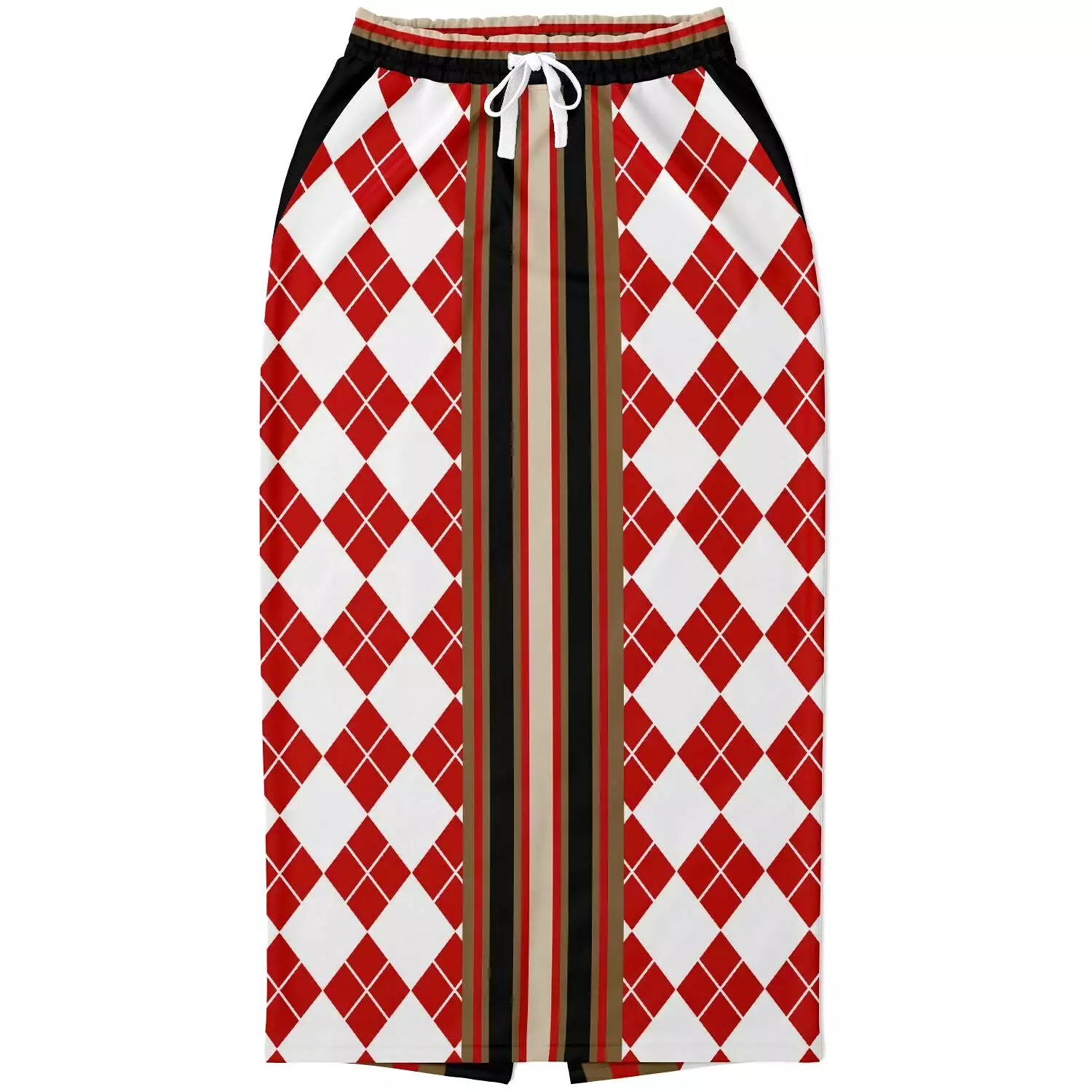 Argyle Me Eco-Poly Long Pocket Skirt - Red