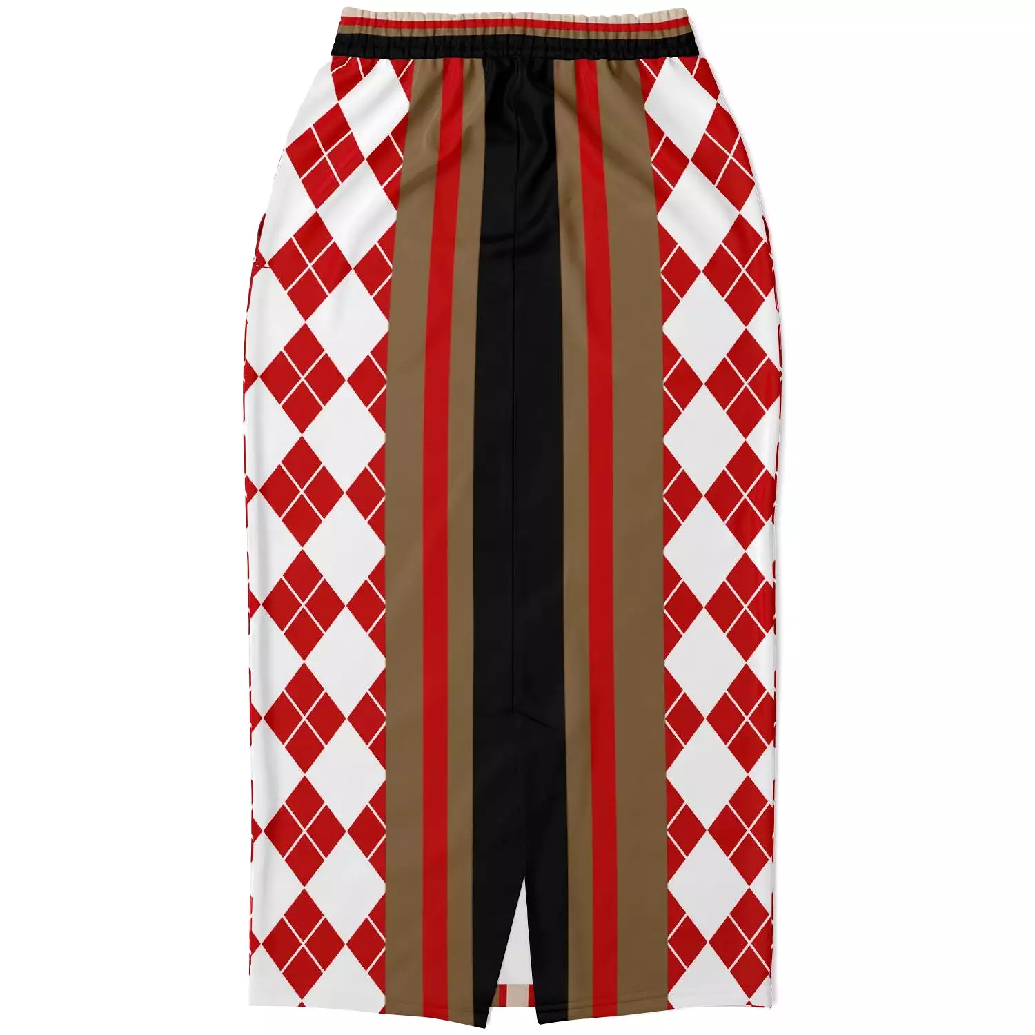 Argyle Me Eco-Poly Long Pocket Skirt - Red