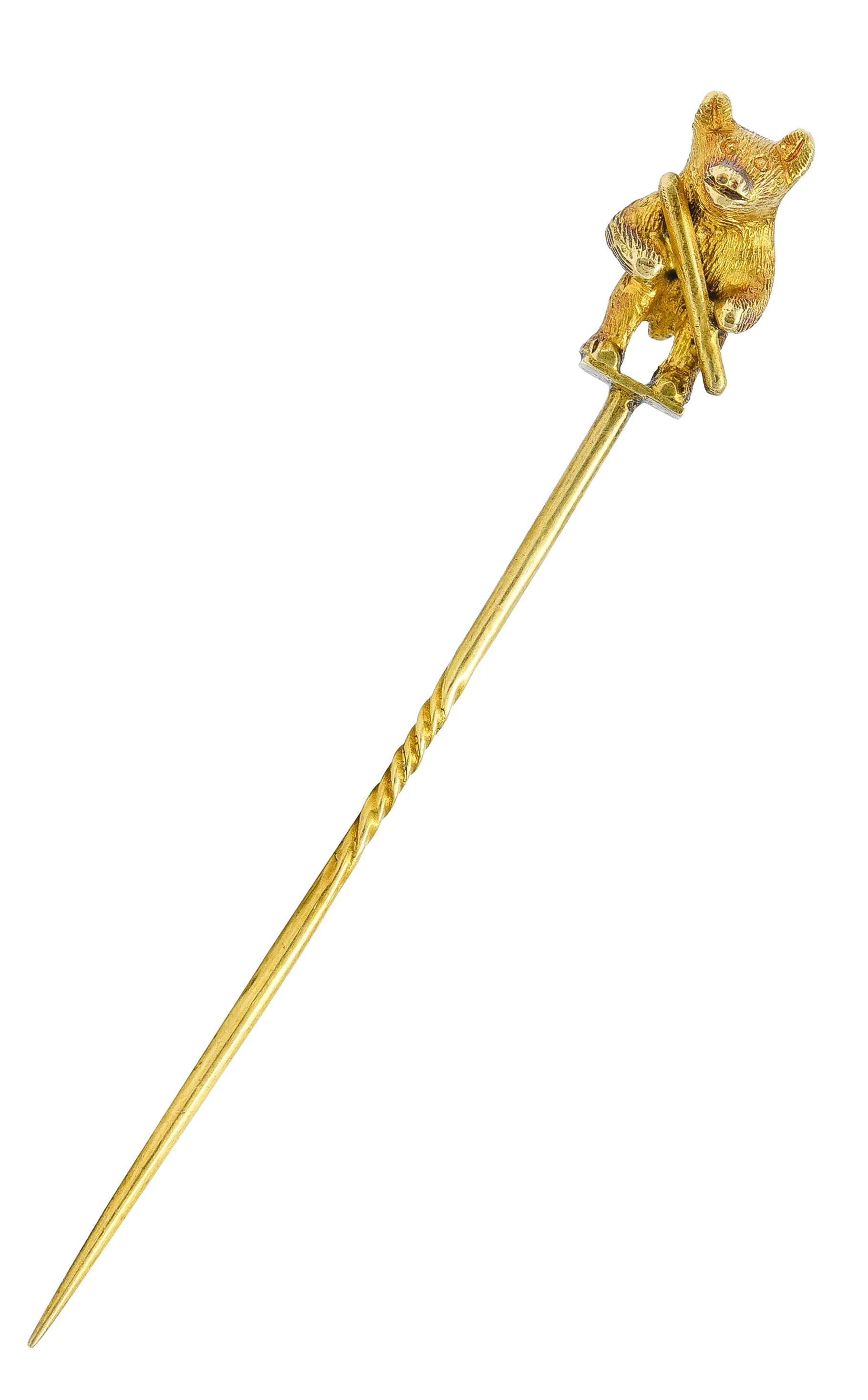 Art Nouveau 18 Karat Gold Bear Stickpin