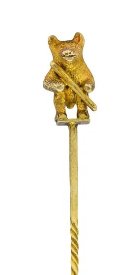 Art Nouveau 18 Karat Gold Bear Stickpin