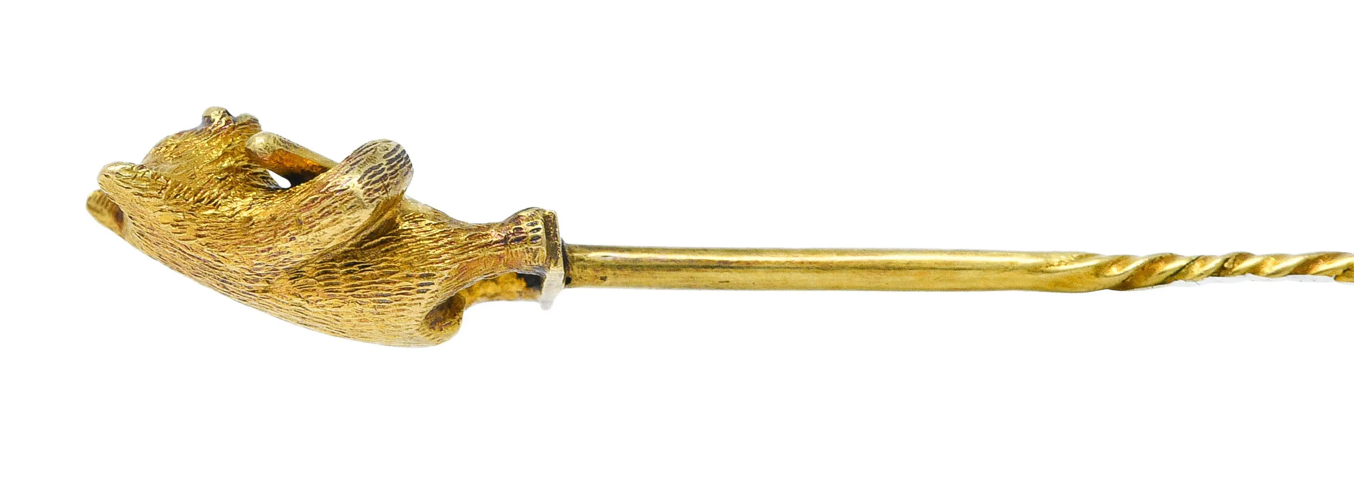 Art Nouveau 18 Karat Gold Bear Stickpin