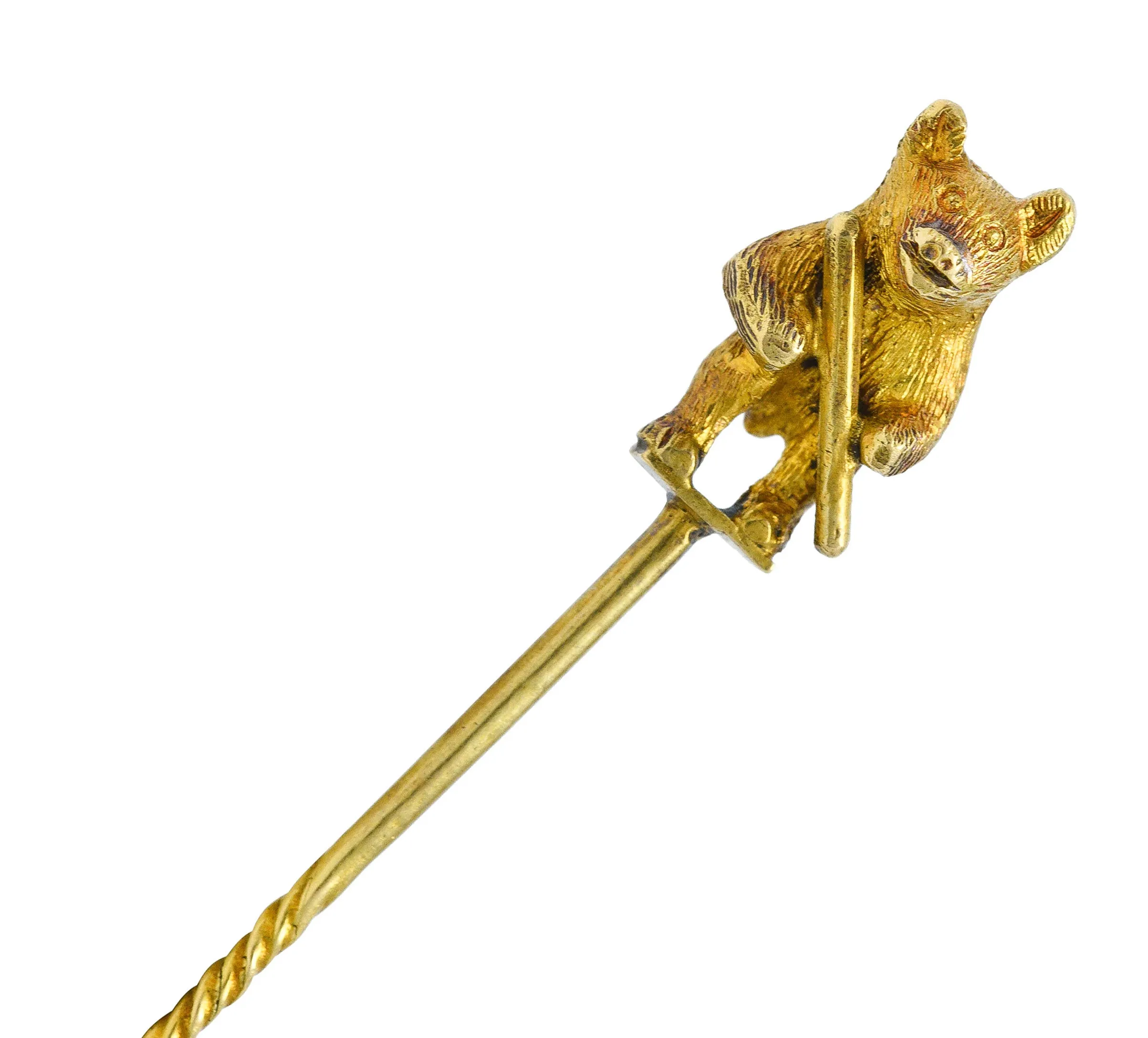 Art Nouveau 18 Karat Gold Bear Stickpin