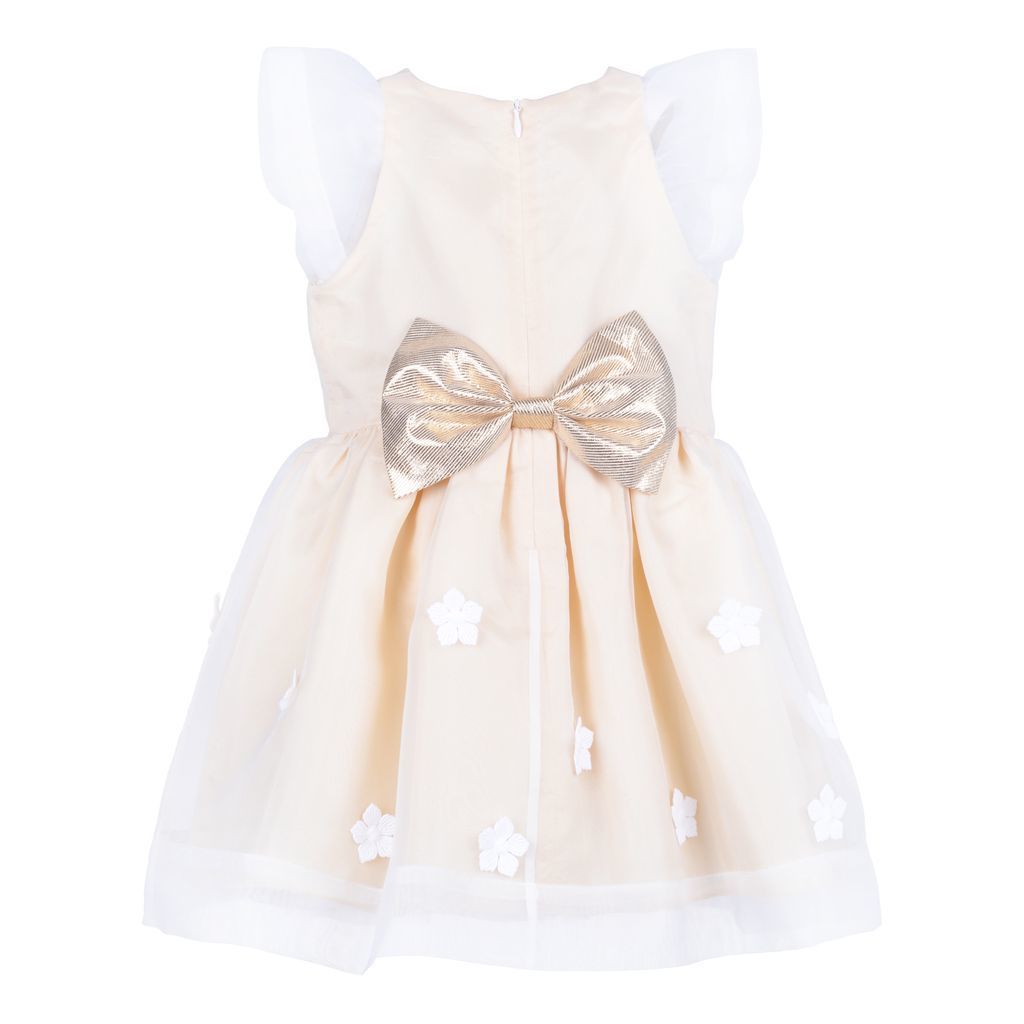 Beige Primrose Flutter Sleeve Bodice Dress