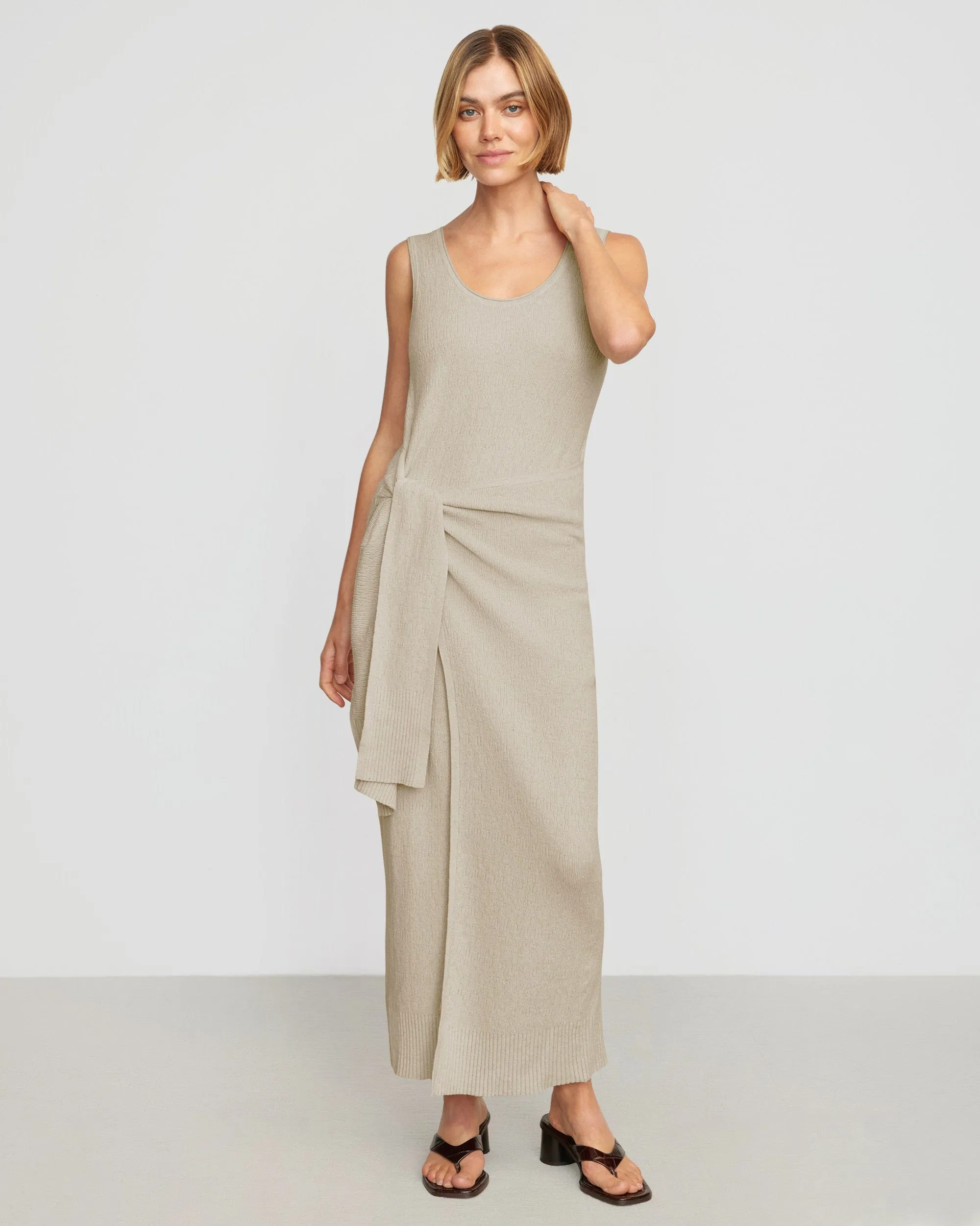 Bianca Linen-Cotton Wrap Dress | Natural