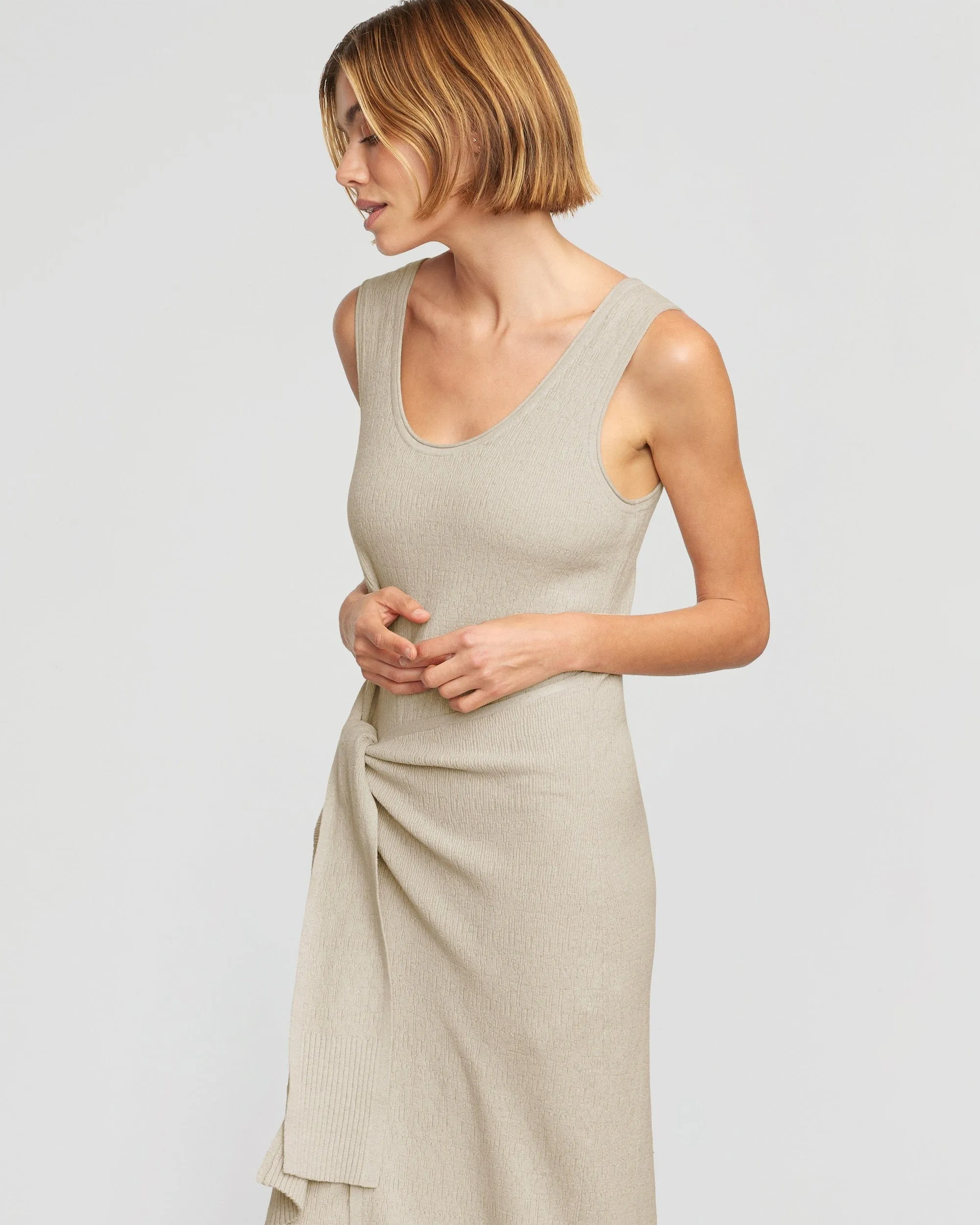 Bianca Linen-Cotton Wrap Dress | Natural