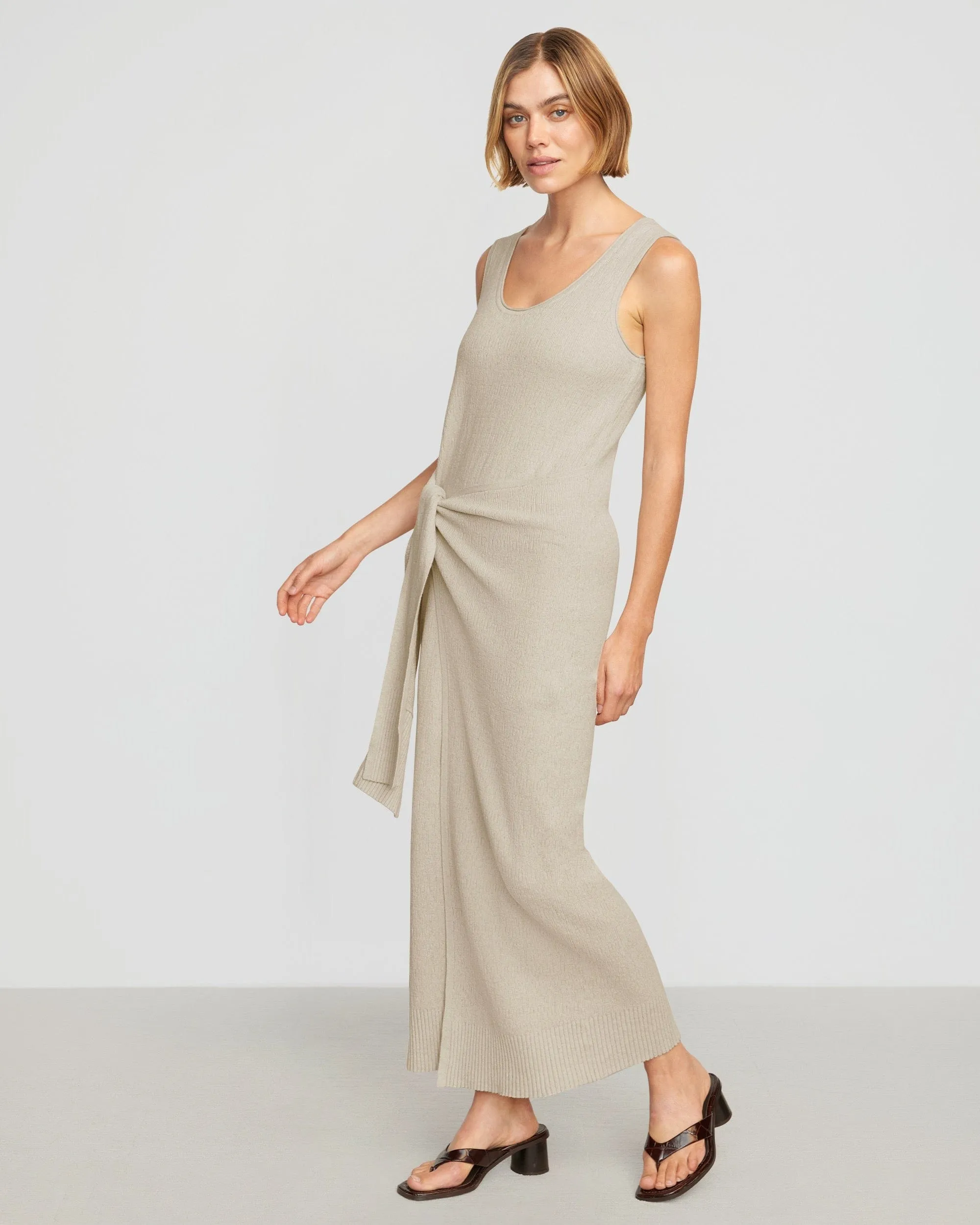 Bianca Linen-Cotton Wrap Dress | Natural