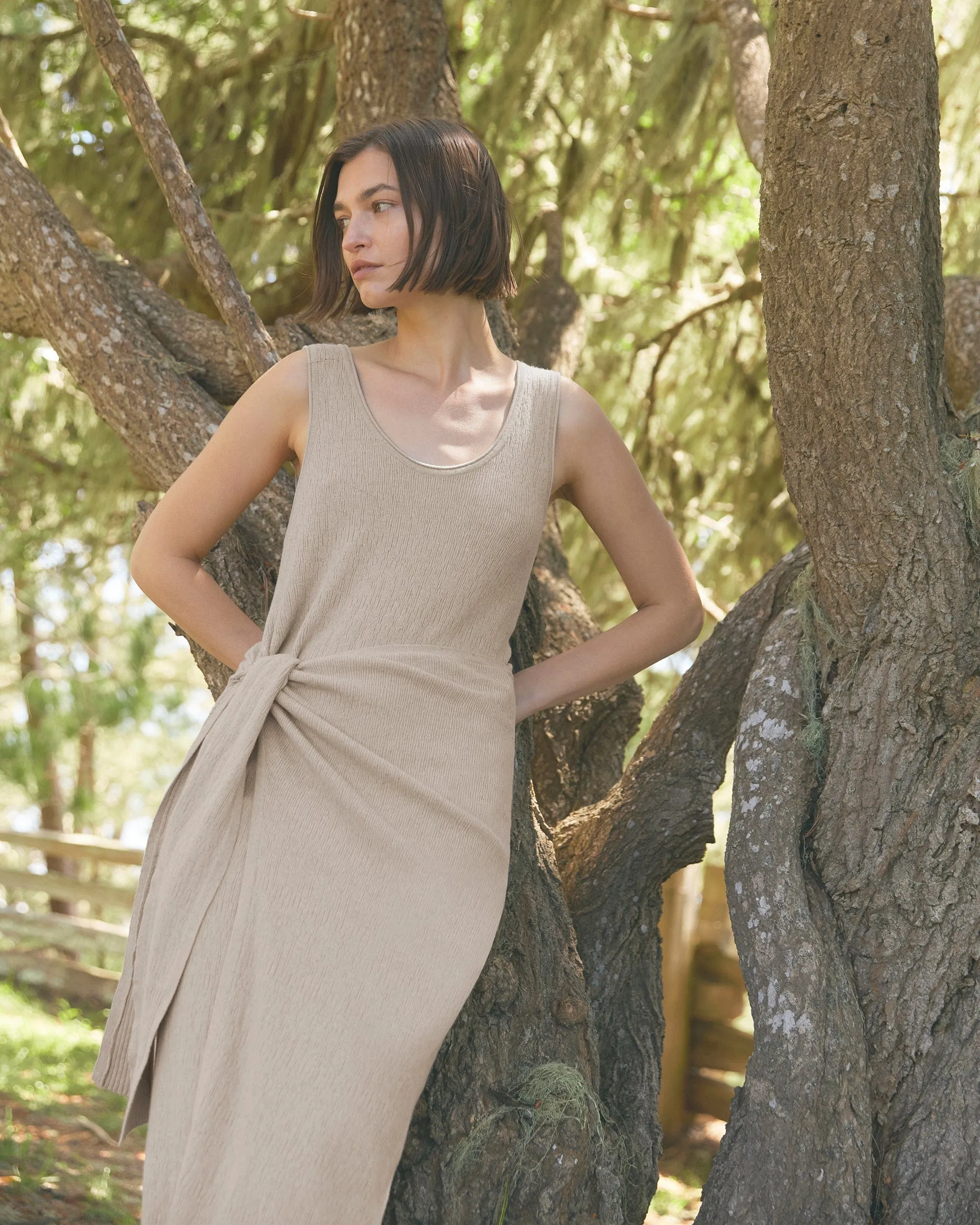 Bianca Linen-Cotton Wrap Dress | Natural