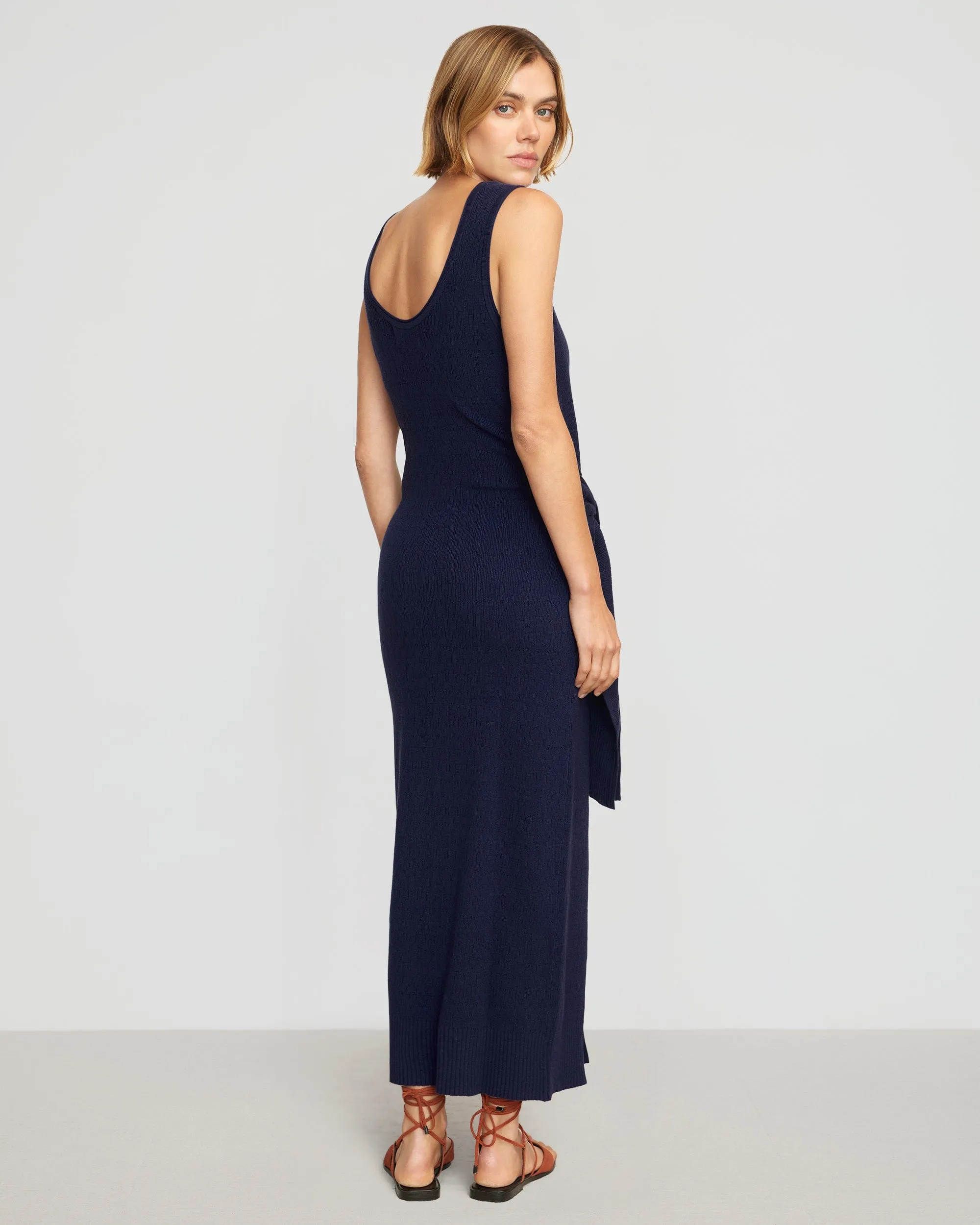 Bianca Linen-Cotton Wrap Dress | Navy