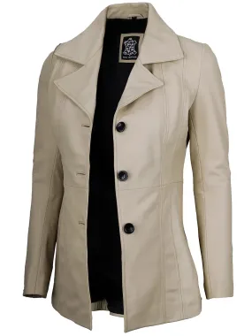 Bitonto Beige Leather Blazer