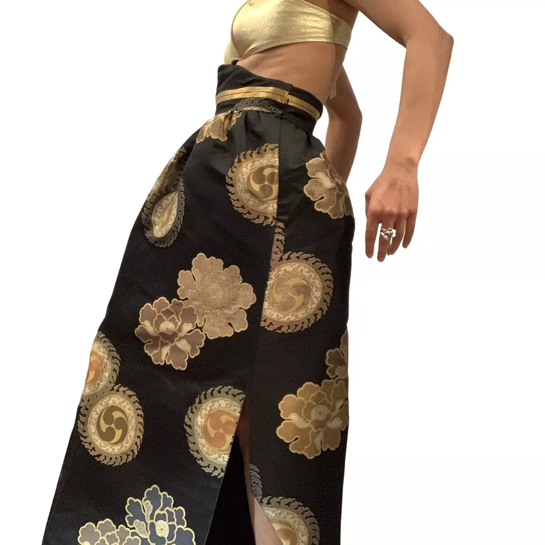 Black & Gold Jacquard Maxi Skirt