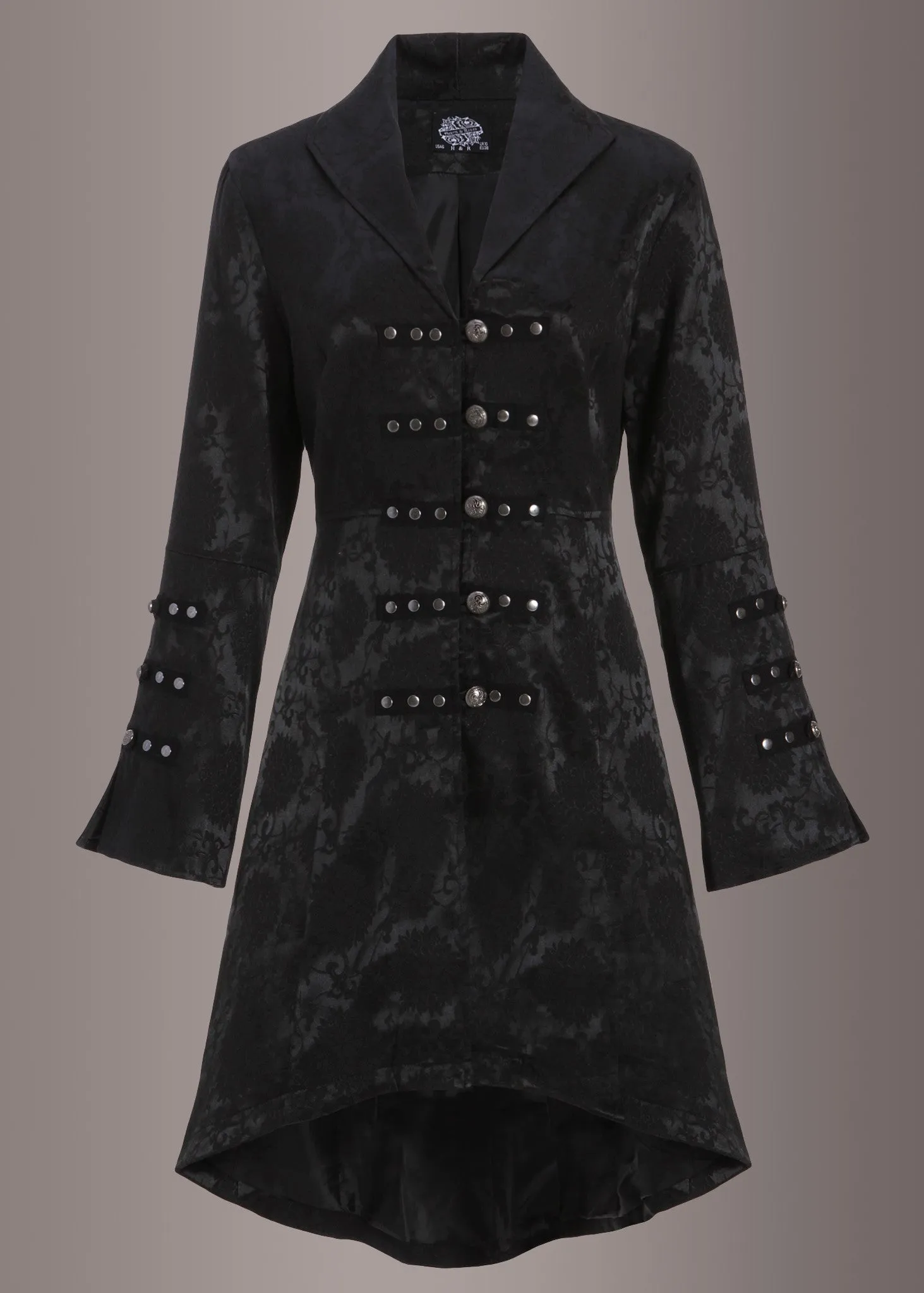 Black Floral Brocade Victorian Coat Jacket