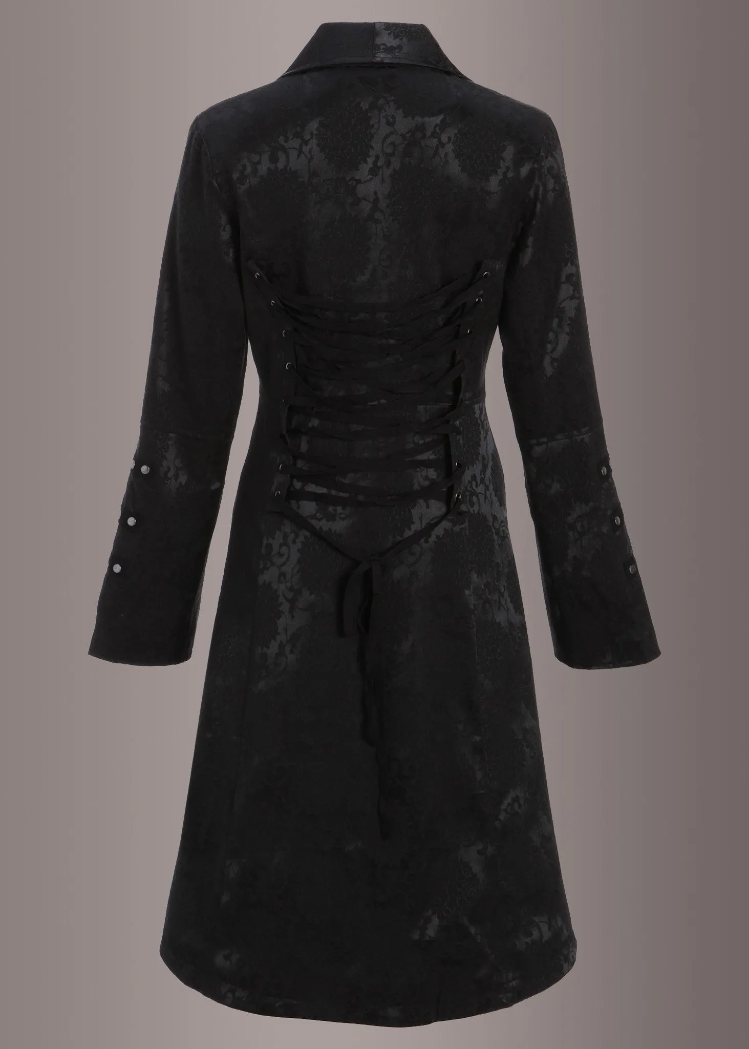 Black Floral Brocade Victorian Coat Jacket