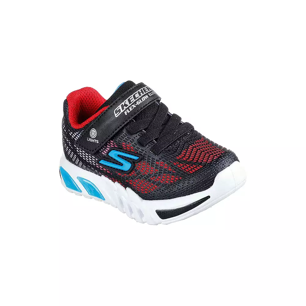 Boys Skechers Trainers Light up Strap Easy On Black/Red 400137