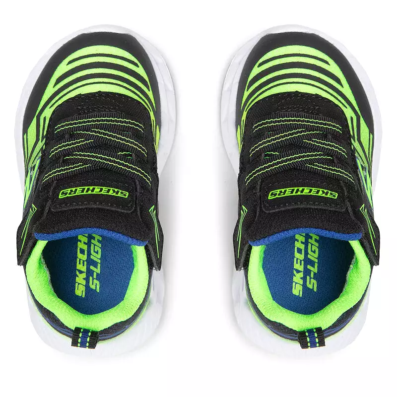 Boys Skechers Trainers Light up Strap MAVER Black/Blue/Lime 401503N/ BBLM