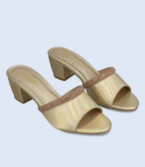 BW9158-GOLDEN-Women Formal Slipper Heels