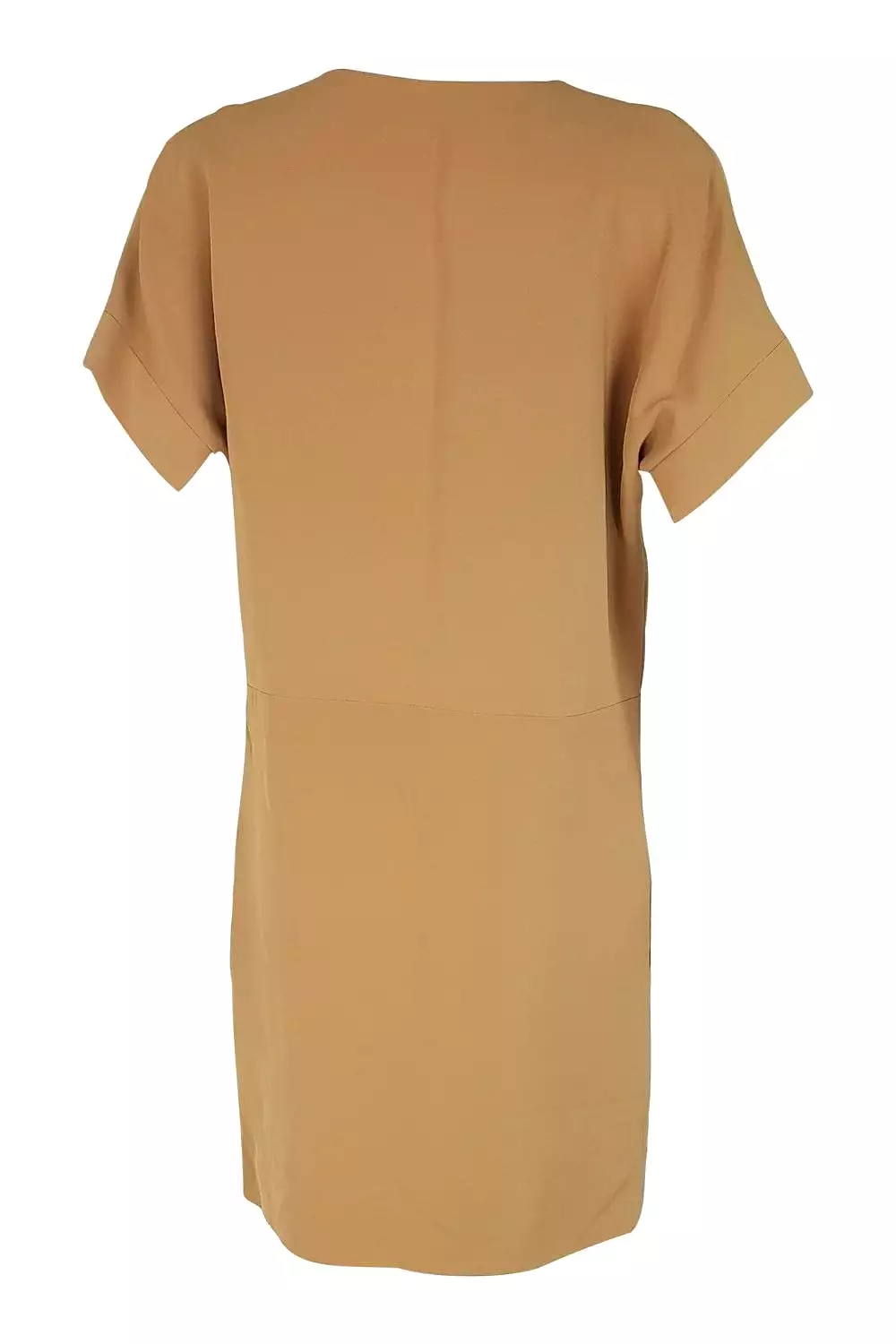 CHLOE Silk Tan Brown V Neck Short Sleeve Shift Dress (10)