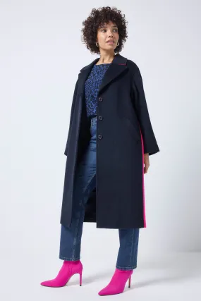 COMING SOON: Navy with Neon Pink Wool Blend Coat