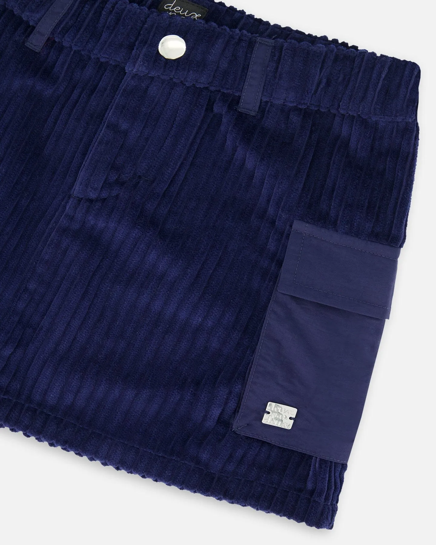 Corduroy Cargo Pocket Skirt Navy