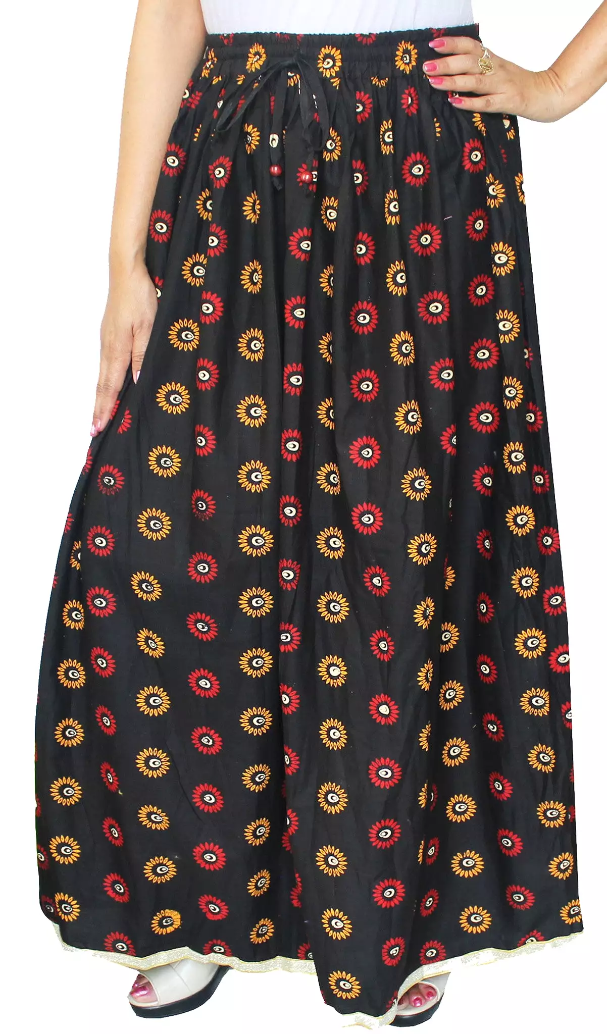 Cotton Printed Indian Long Skirt India Clothes (Black)