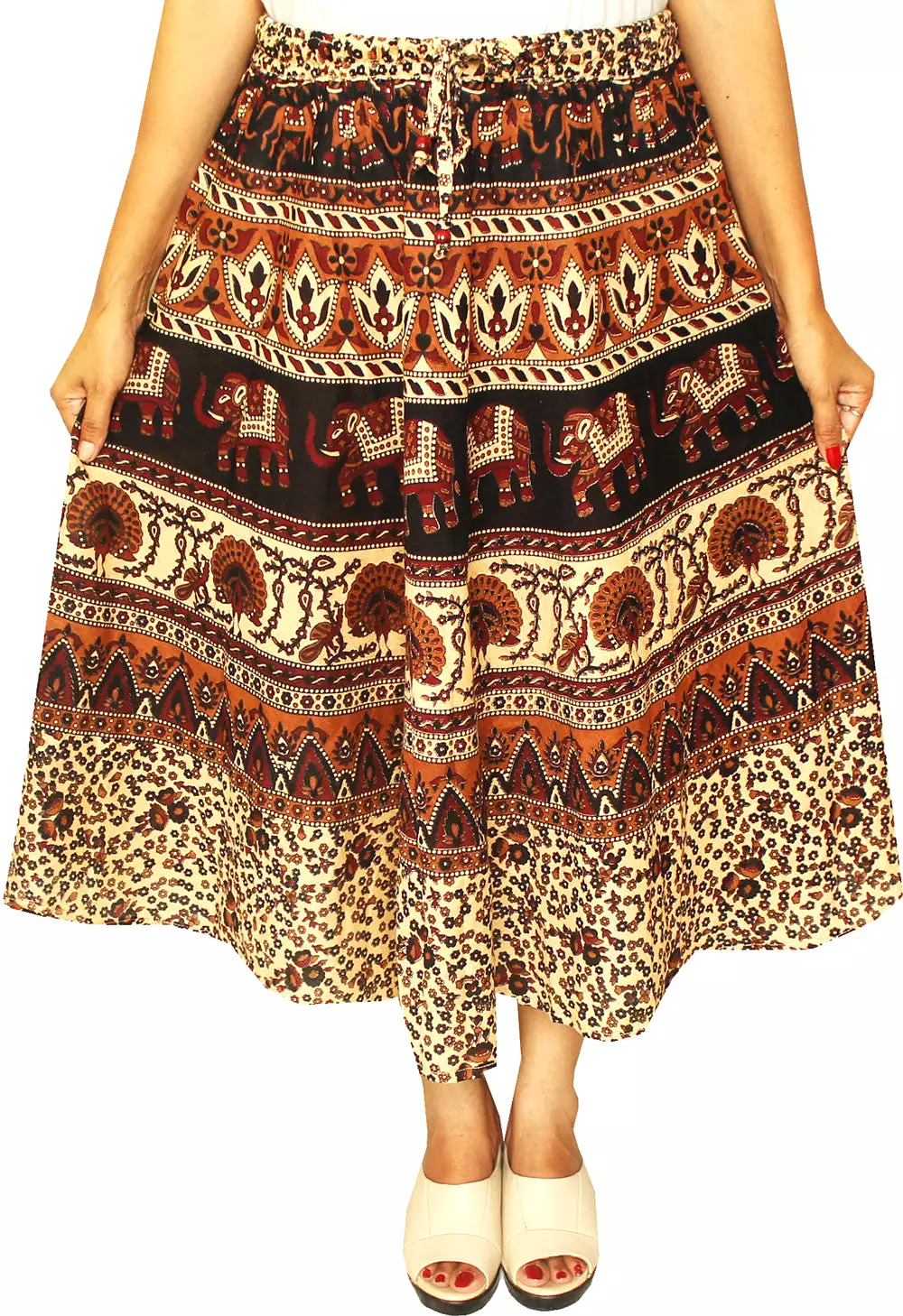 Cotton Printed Long Womens Skirt India Clothing (Maroon)