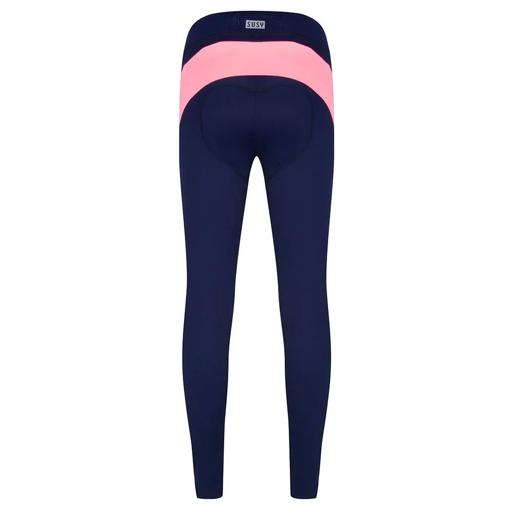 Cycling Long Bib Legging -Navy/Coral Pink