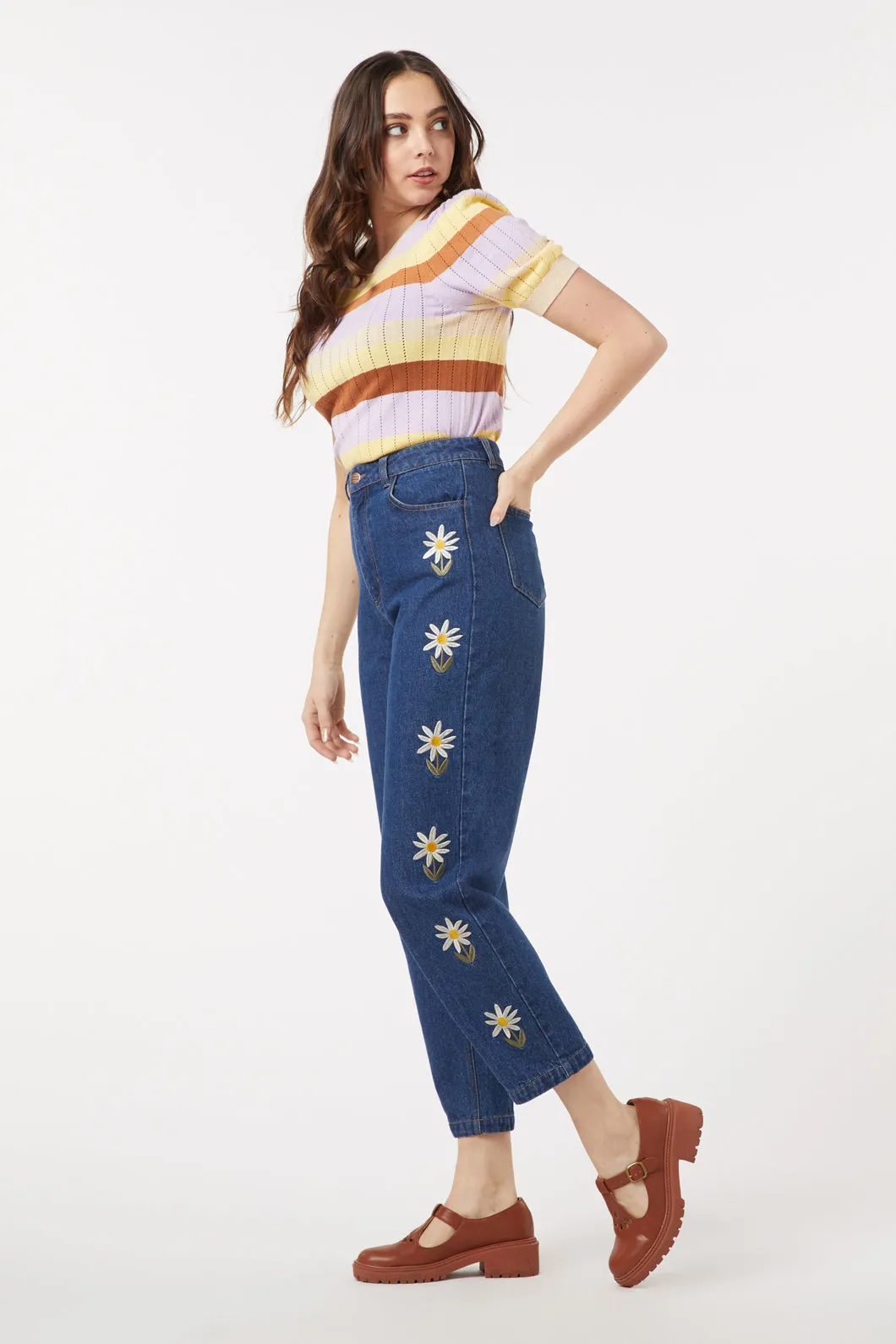 Daisy Embroidered Jean