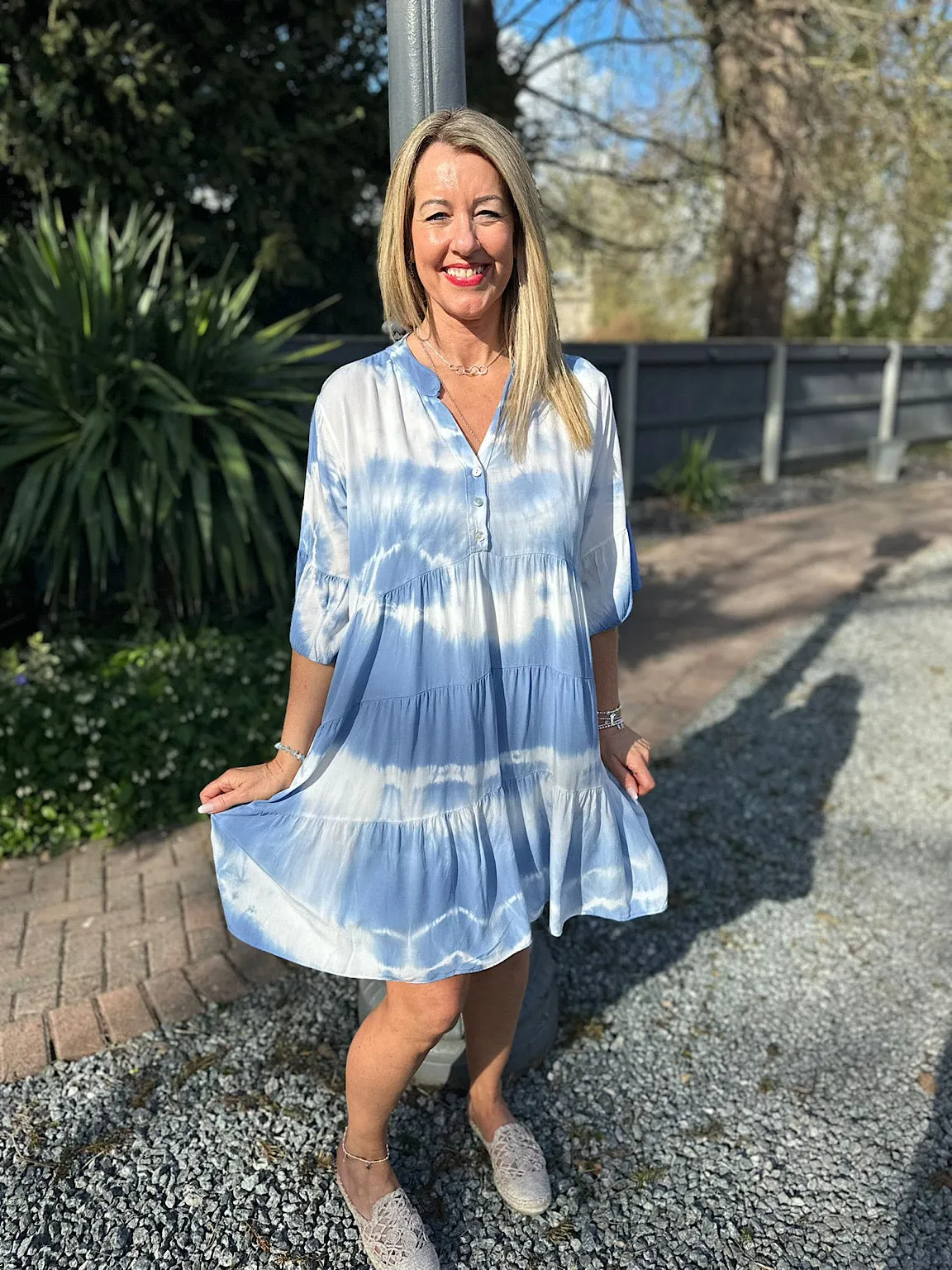 Denim Tie Dye Tiered Tunic Hattie