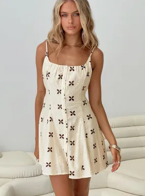 Elian Linen Blend Mini Dress Cream / Multi