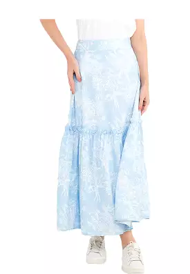 ELLE Apparel ELLE Apparel Floral Printed Ruffle Hem Maxi Skirt