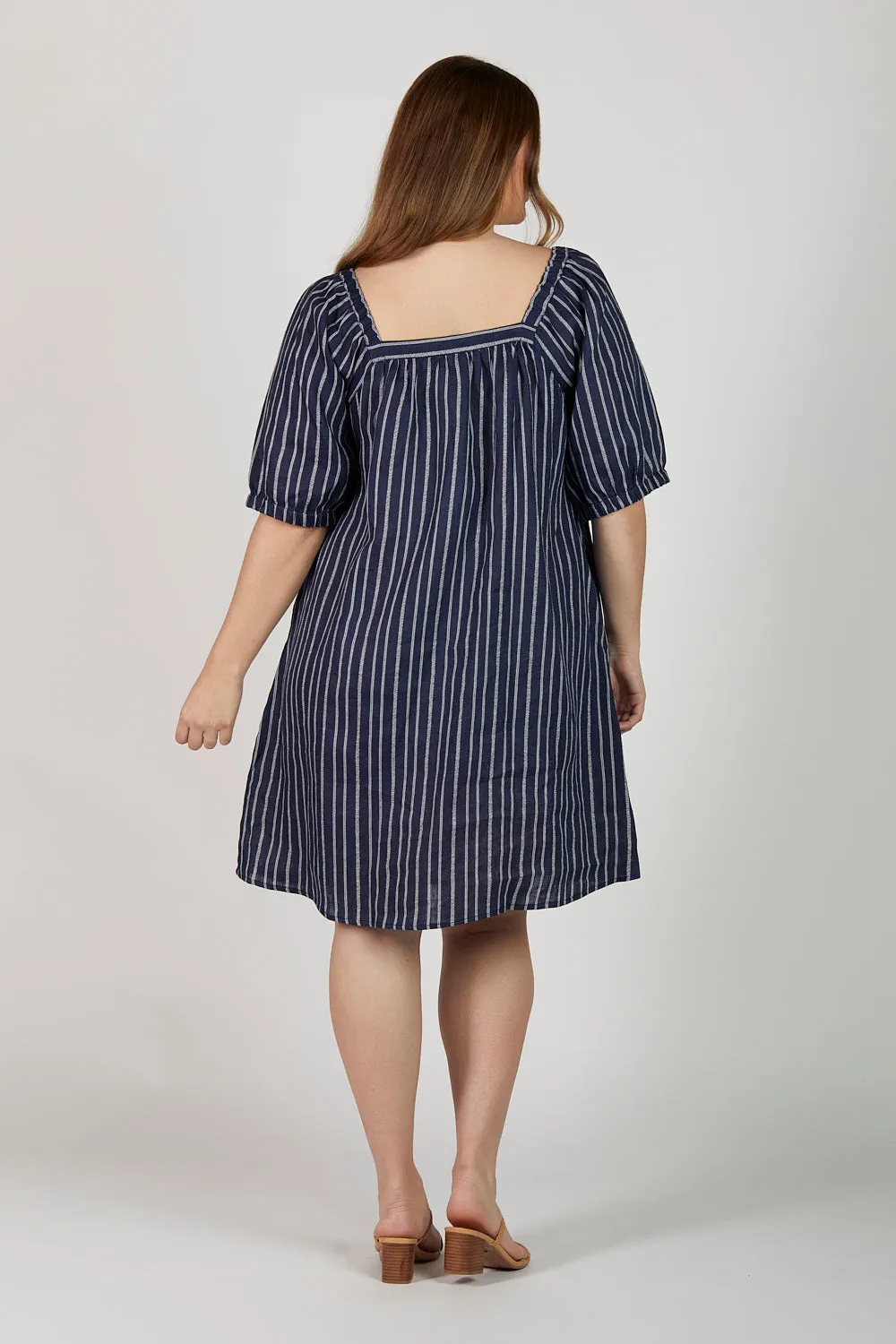 Elle Linen Short Dress in Boathouse