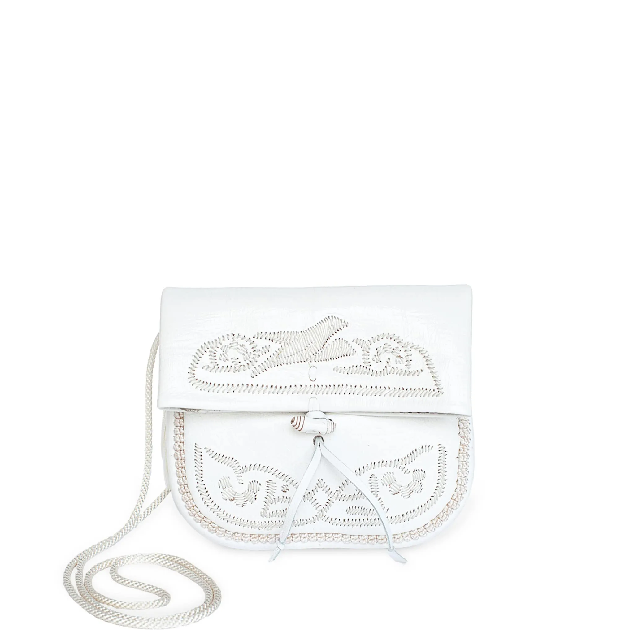 Embroidered Mini Crossbody Bag in White