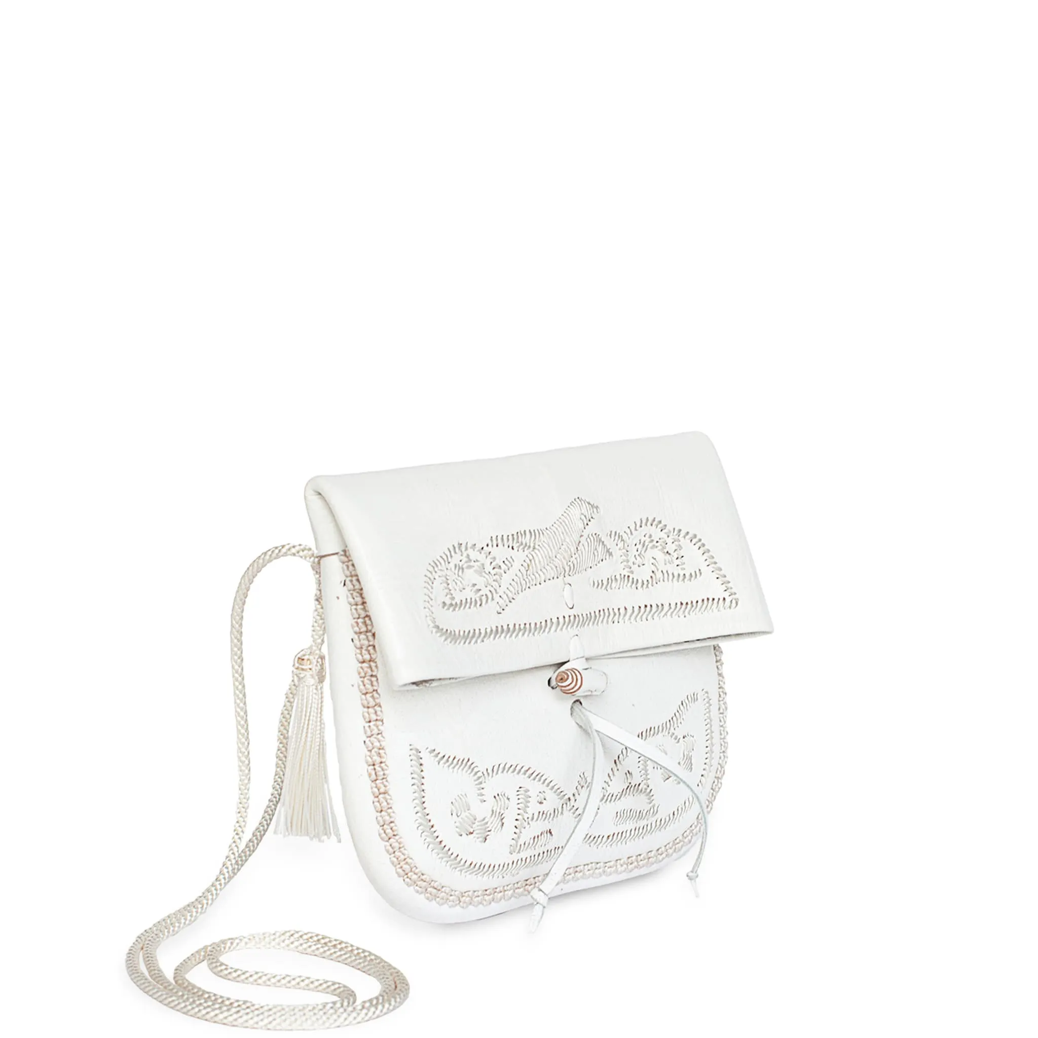 Embroidered Mini Crossbody Bag in White