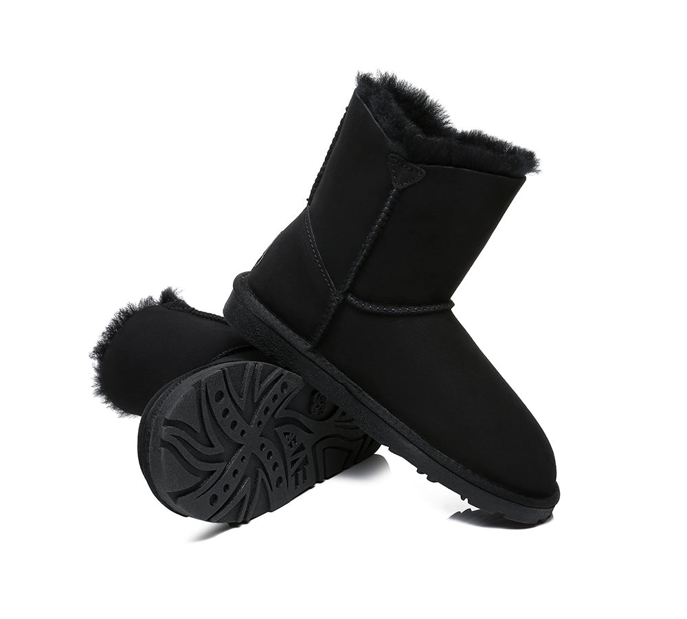 EVERAU Mini Sheepskin Twin Button Boots Aspen