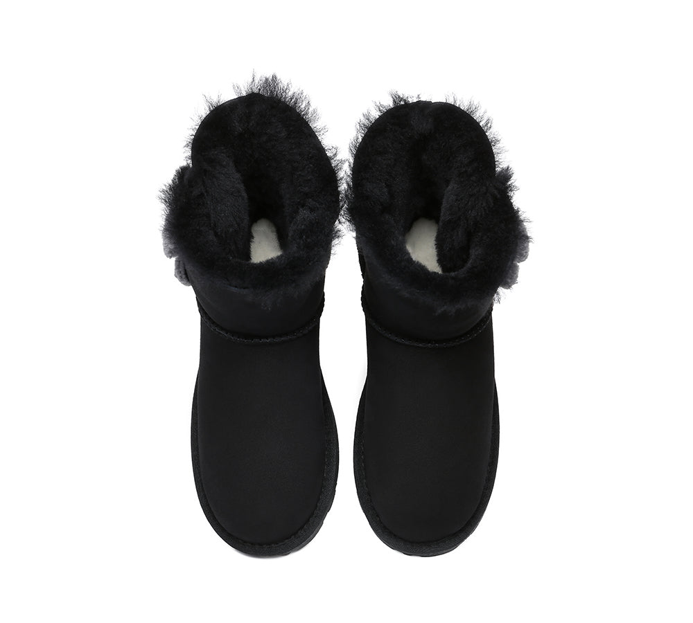 EVERAU Mini Sheepskin Twin Button Boots Aspen