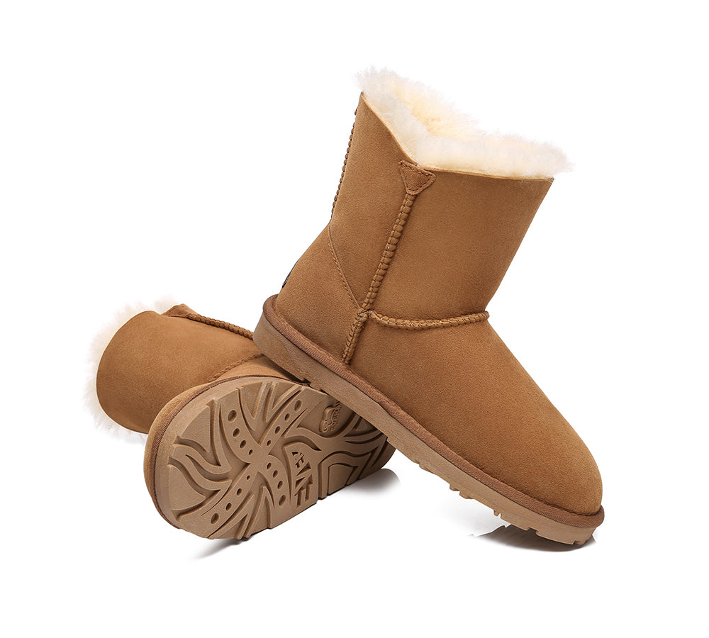 EVERAU Mini Sheepskin Twin Button Boots Aspen