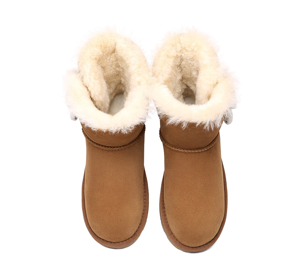 EVERAU Mini Sheepskin Twin Button Boots Aspen