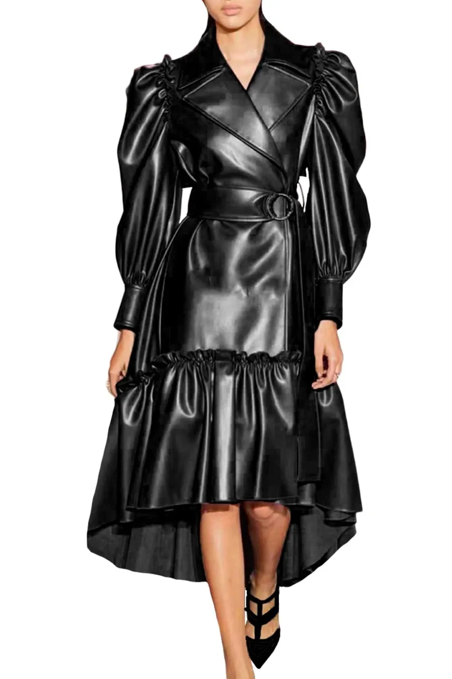 Faux Leather Coat Dress